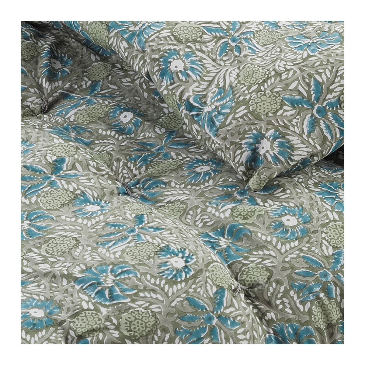 Cotton jungle futon - 180 x 80 cm - foam BLANC D'IVOIRE Multicolored