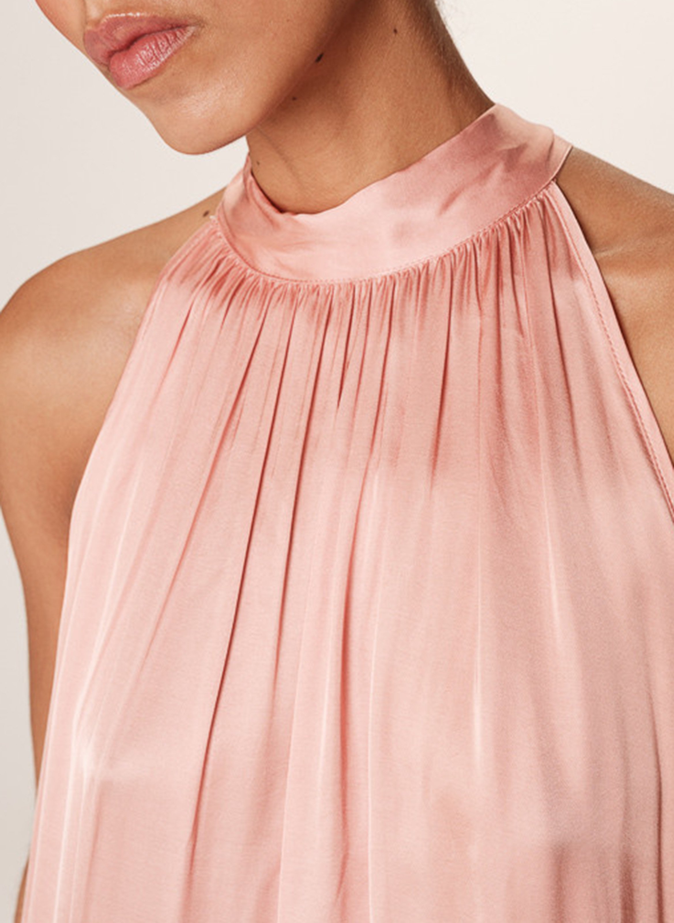 Robe longue col montant GRACE ET MILA Rose