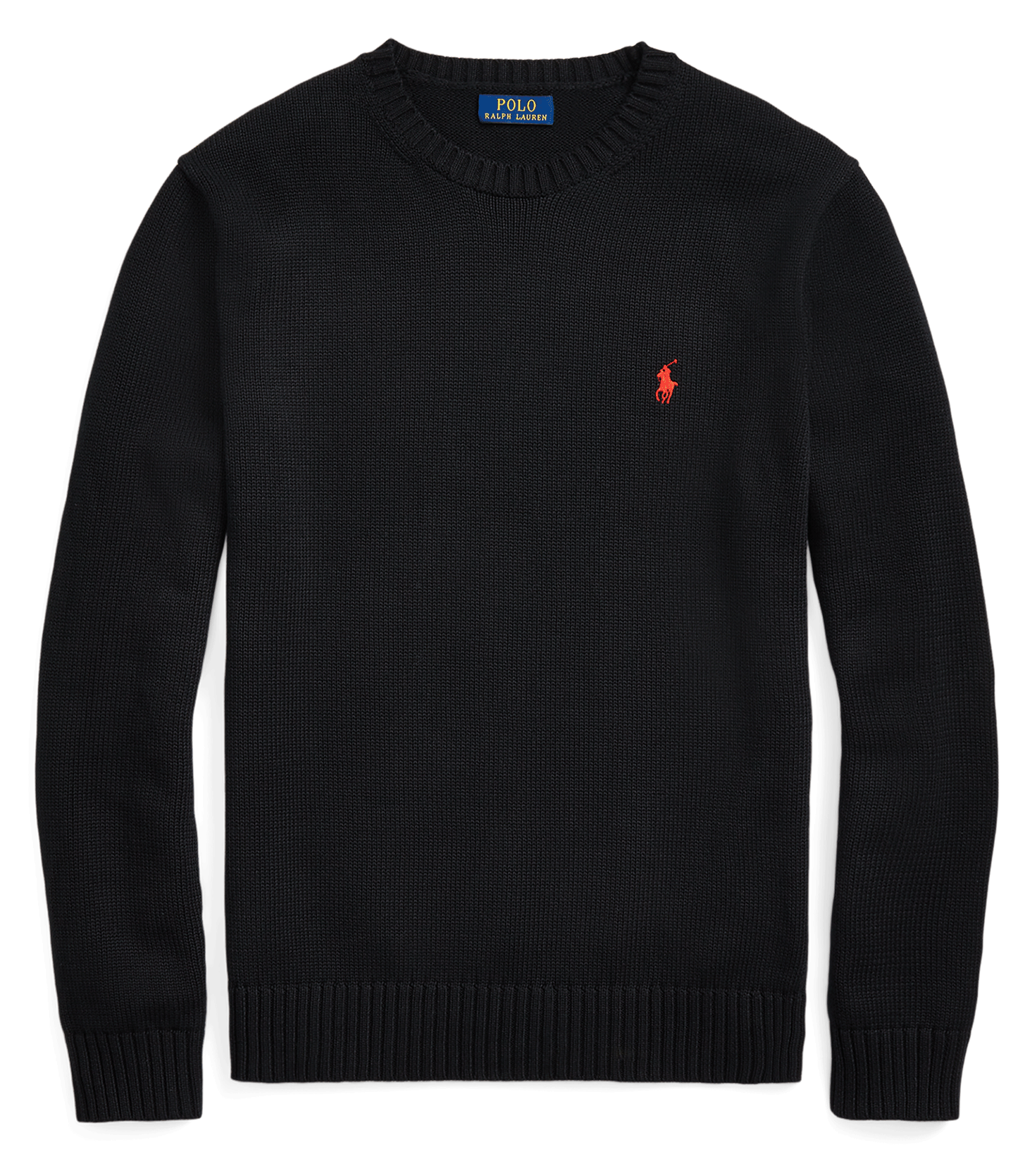 Round-neck cotton sweater  Polo black