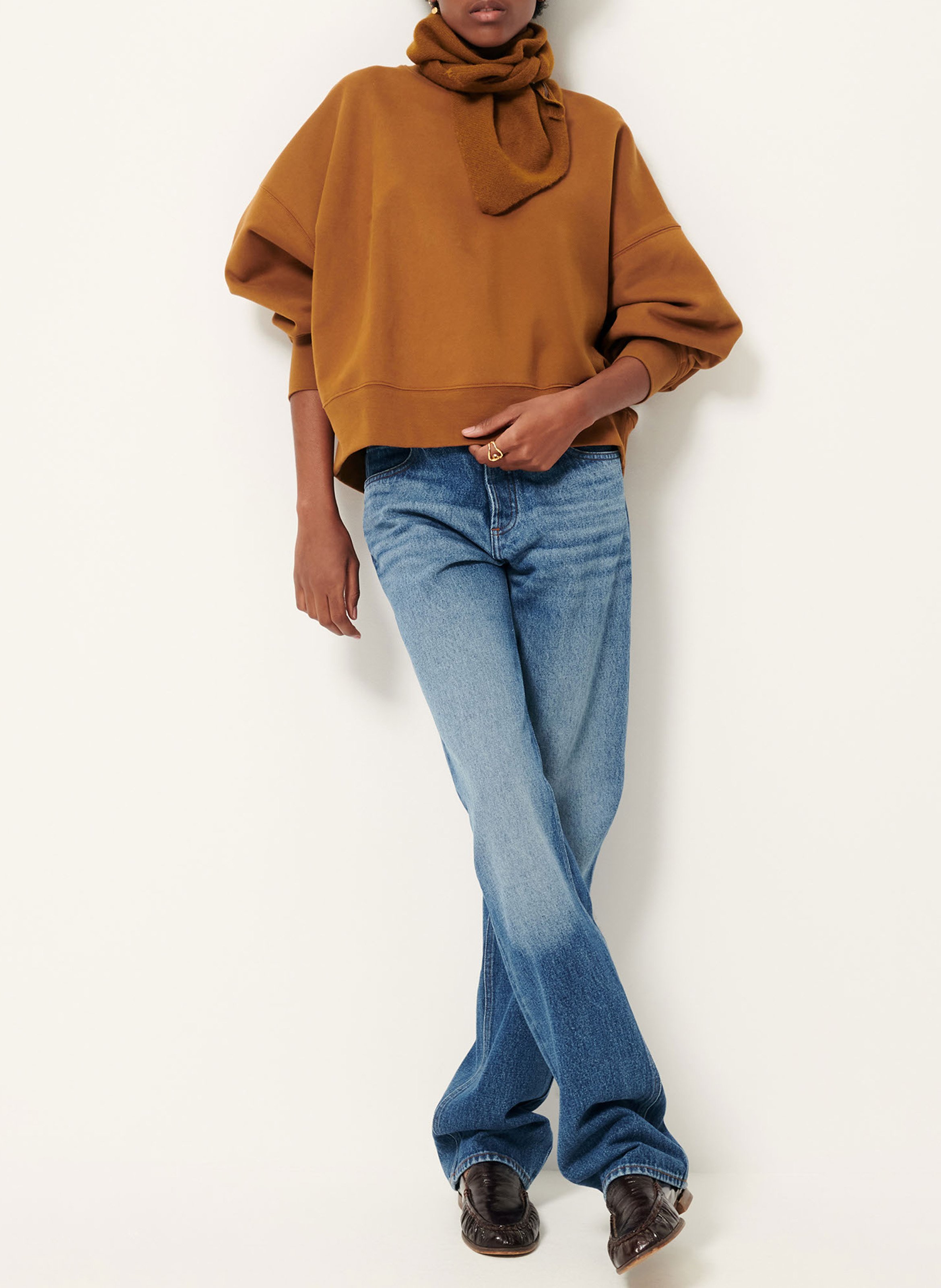 Sweat court oversize en coton  SESSUN Marron