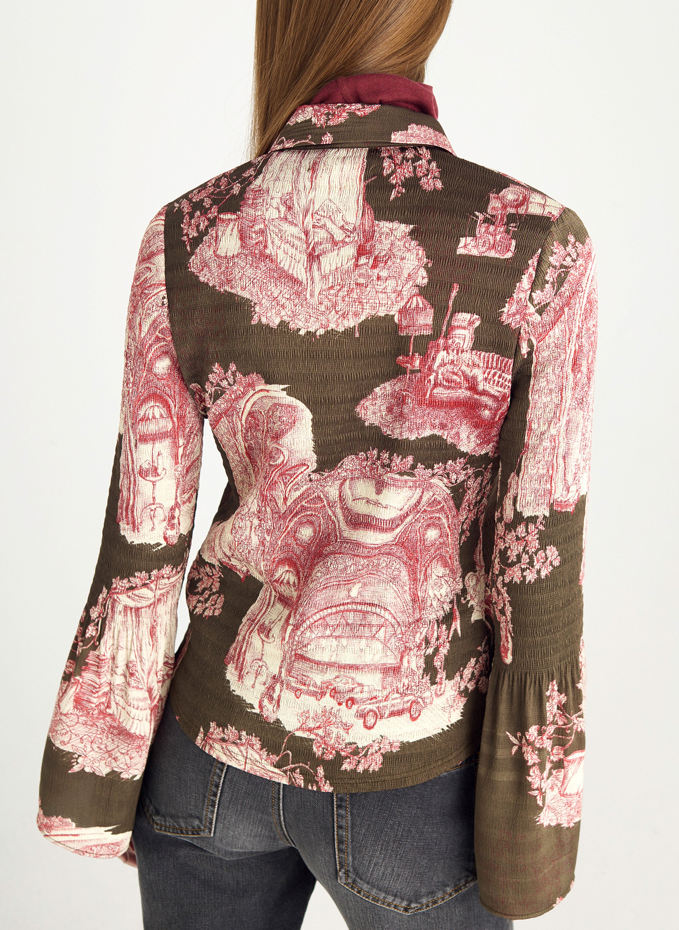 Chemise cintrée à motifs COTELAC Vert