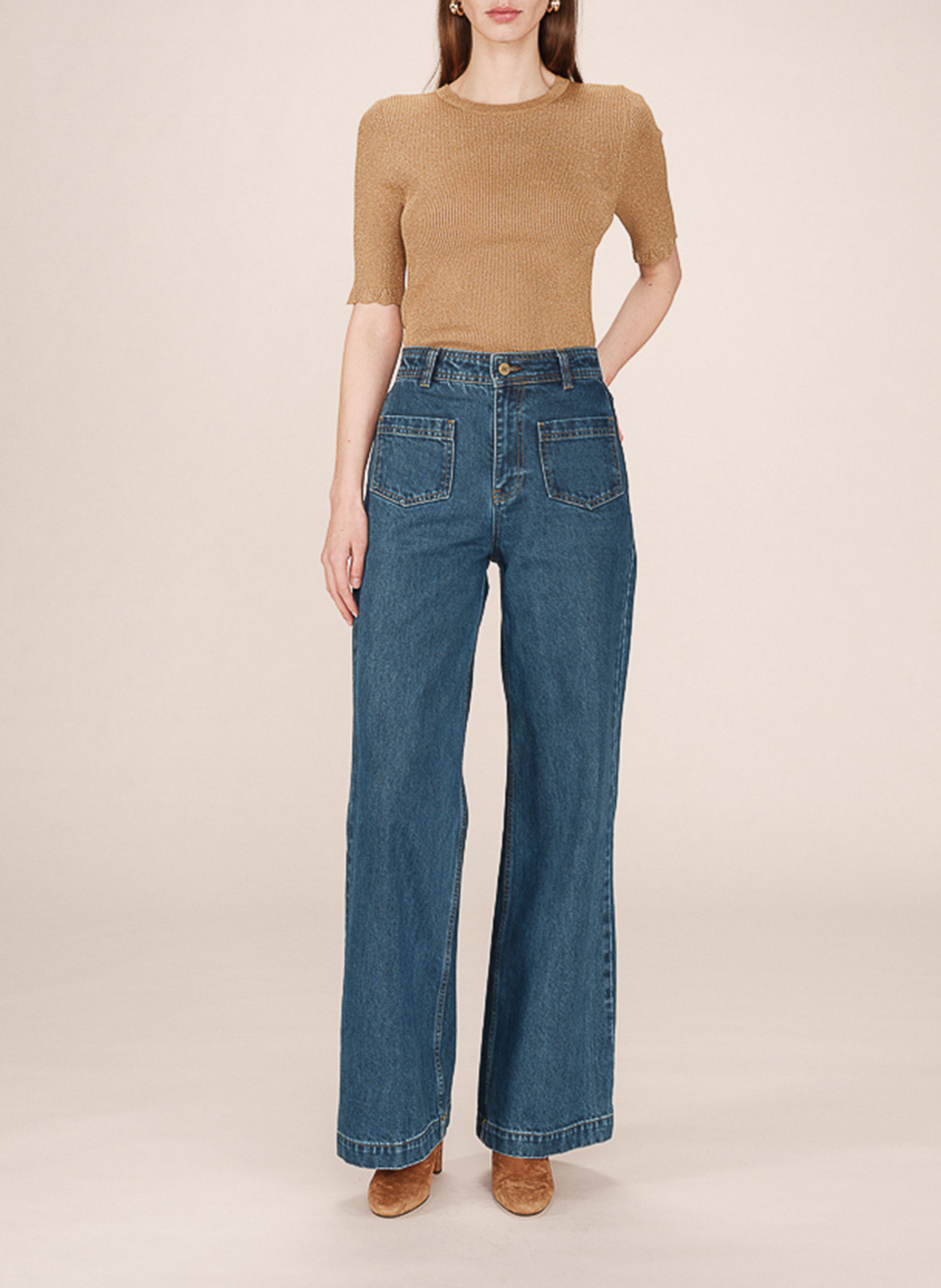 Cotton straight jeans GRACE ET MILA Blue