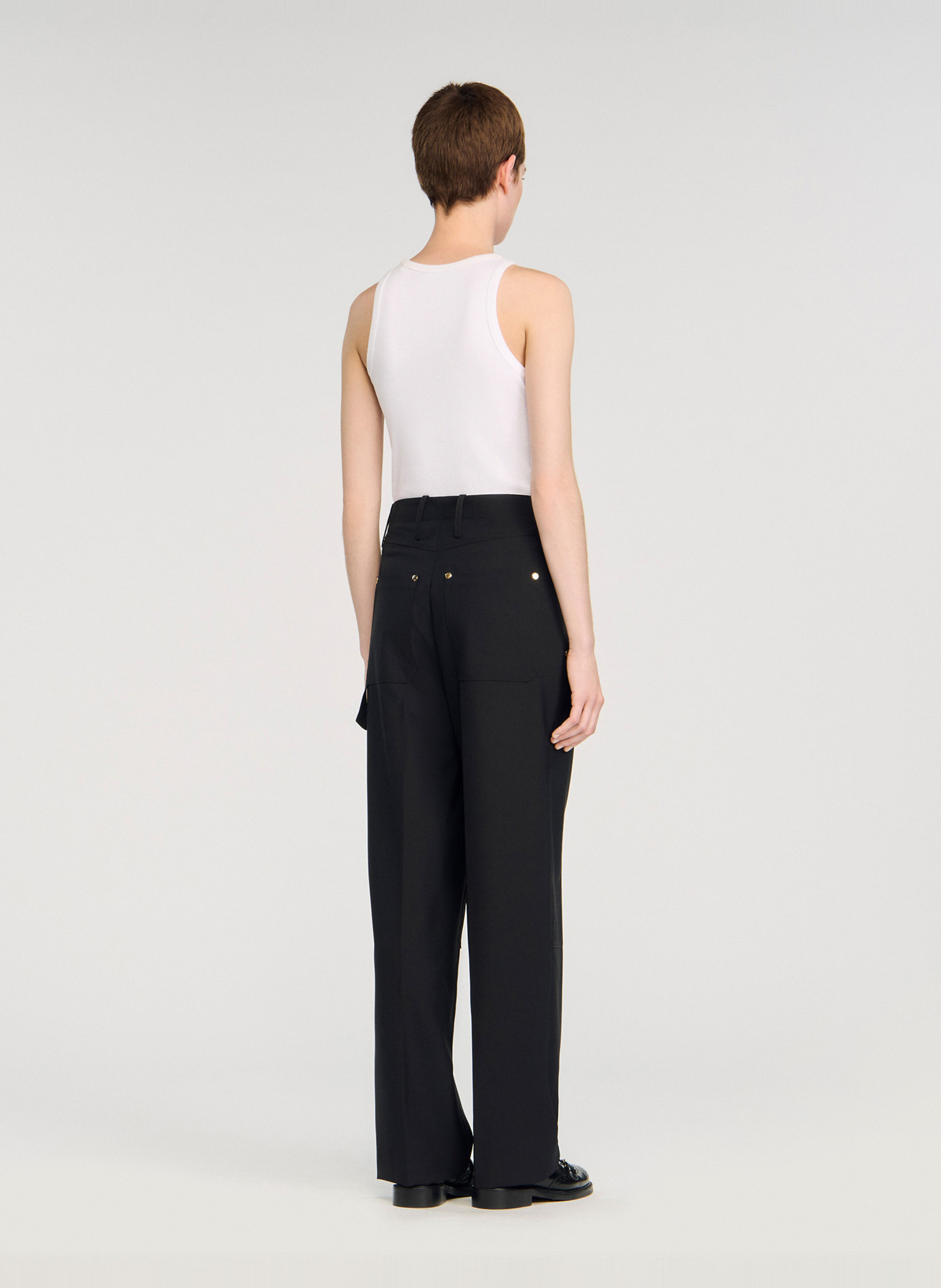 Wool-blend cargo pants SANDRO Black