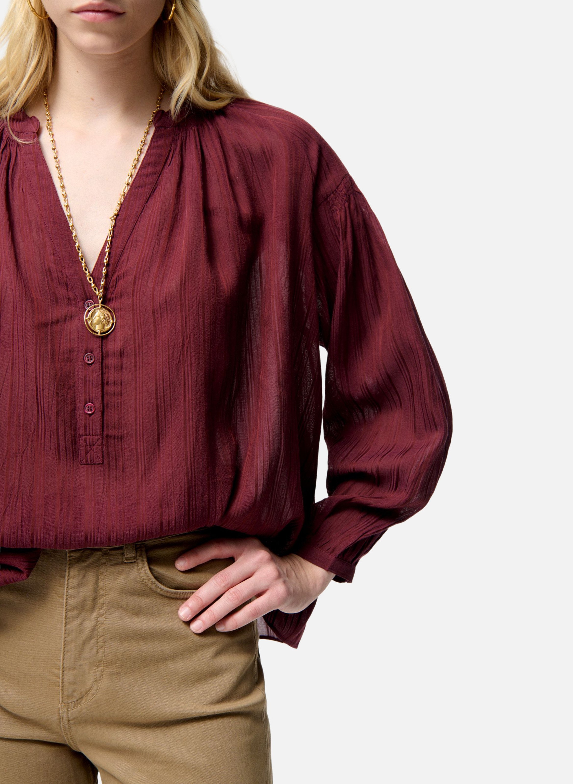 Loose-fit viscose and cotton shirt VANESSA BRUNO Red