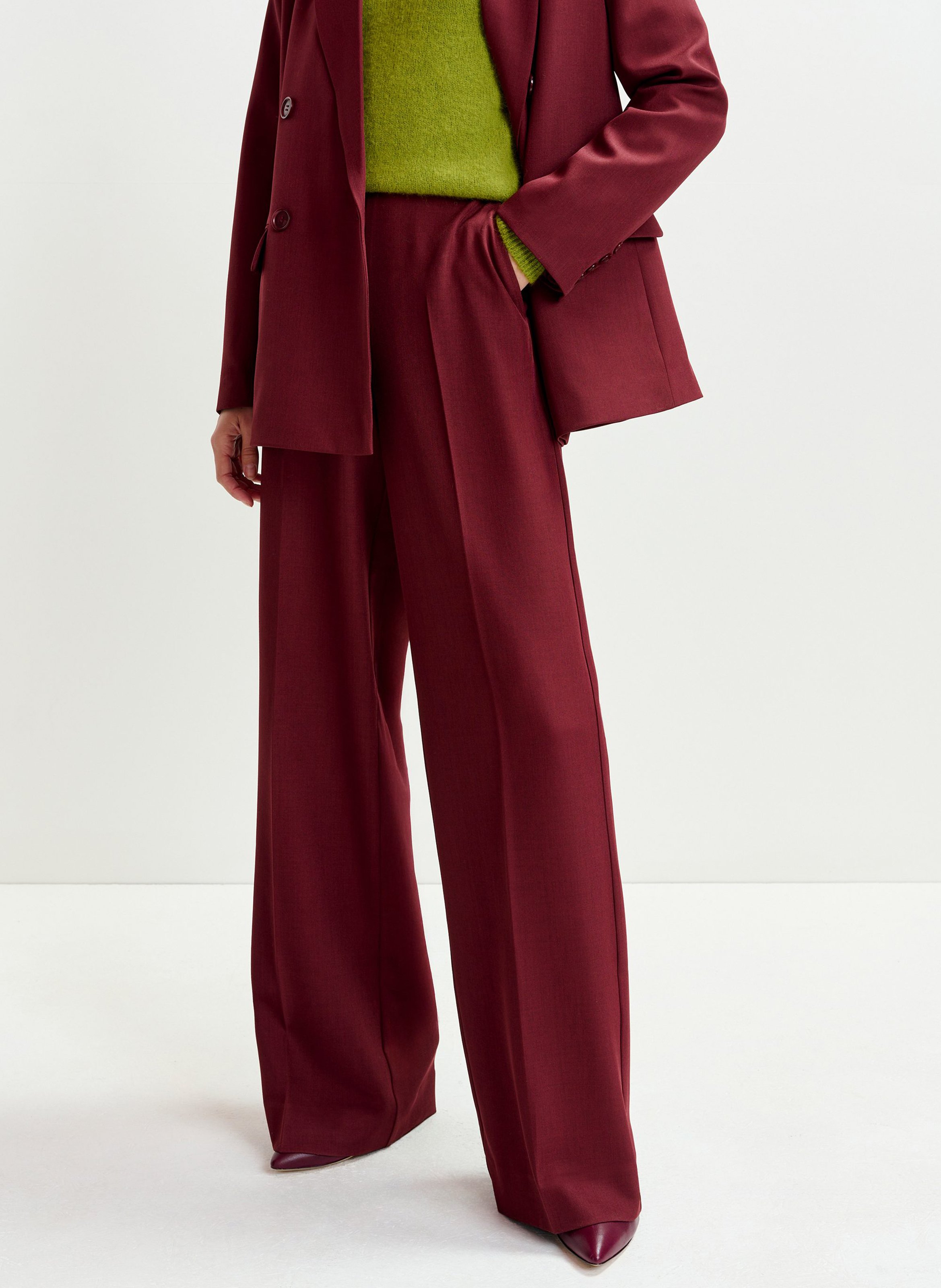 Pantalon tailleur taille haute uni ESSENTIEL ANTWERP Rouge