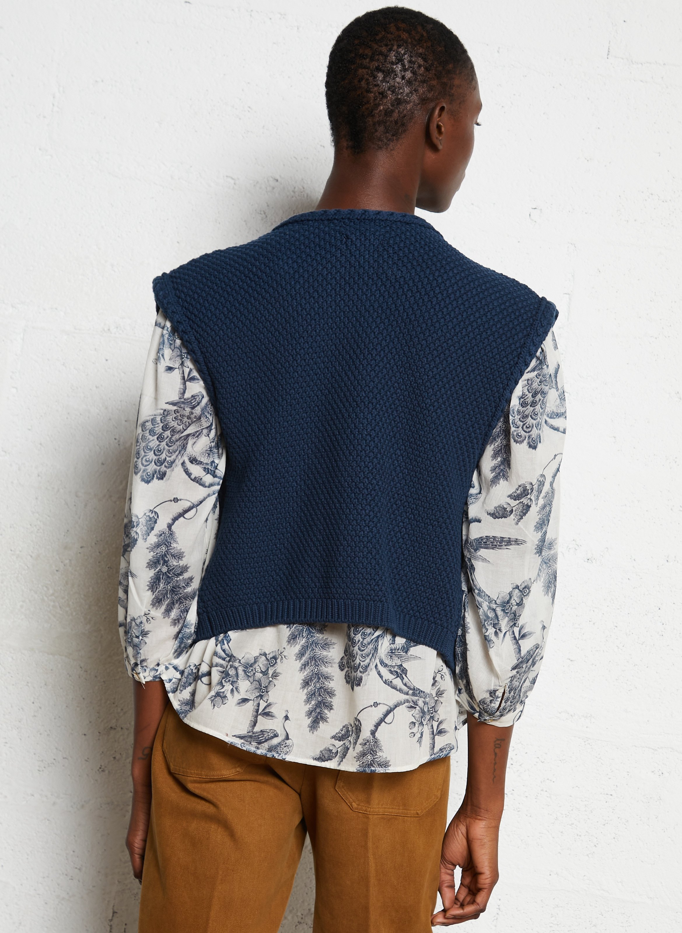 Gilet tressé sans manches uni MAISON 123 Violet