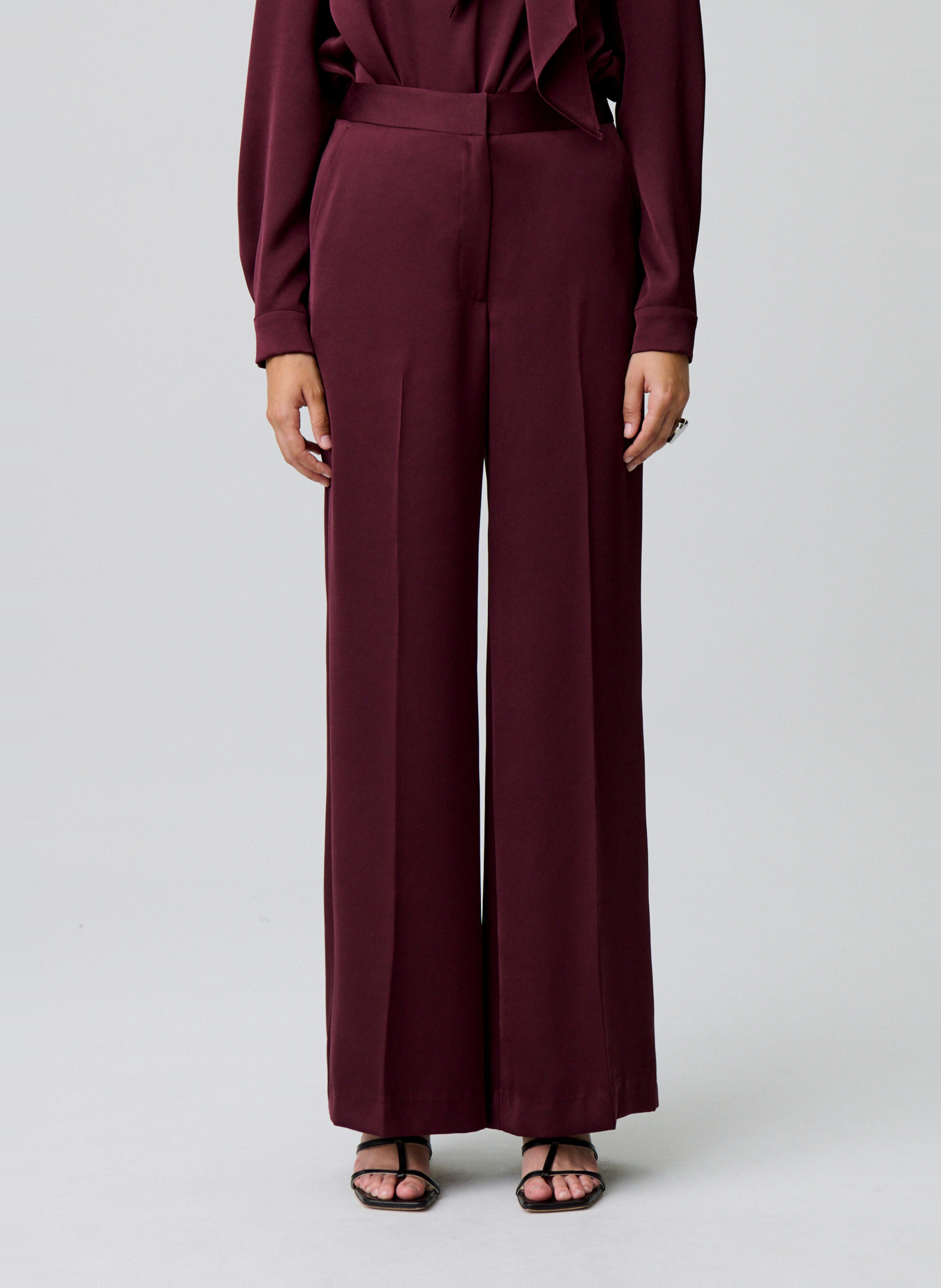Wide-leg satin effect pants CLAUDIE PIERLOT Red
