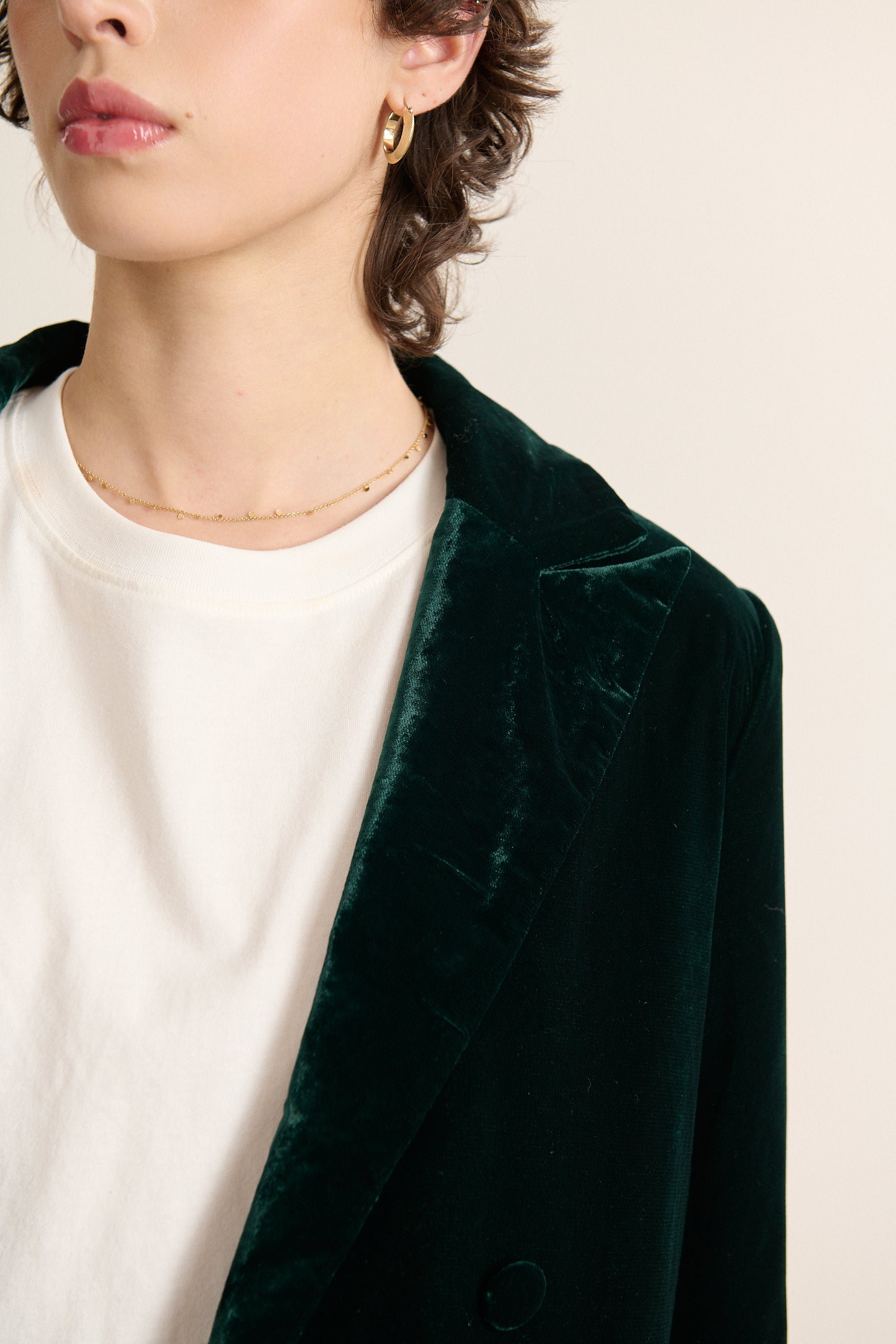 Smooth velvet blazer GARANCE PARIS Green