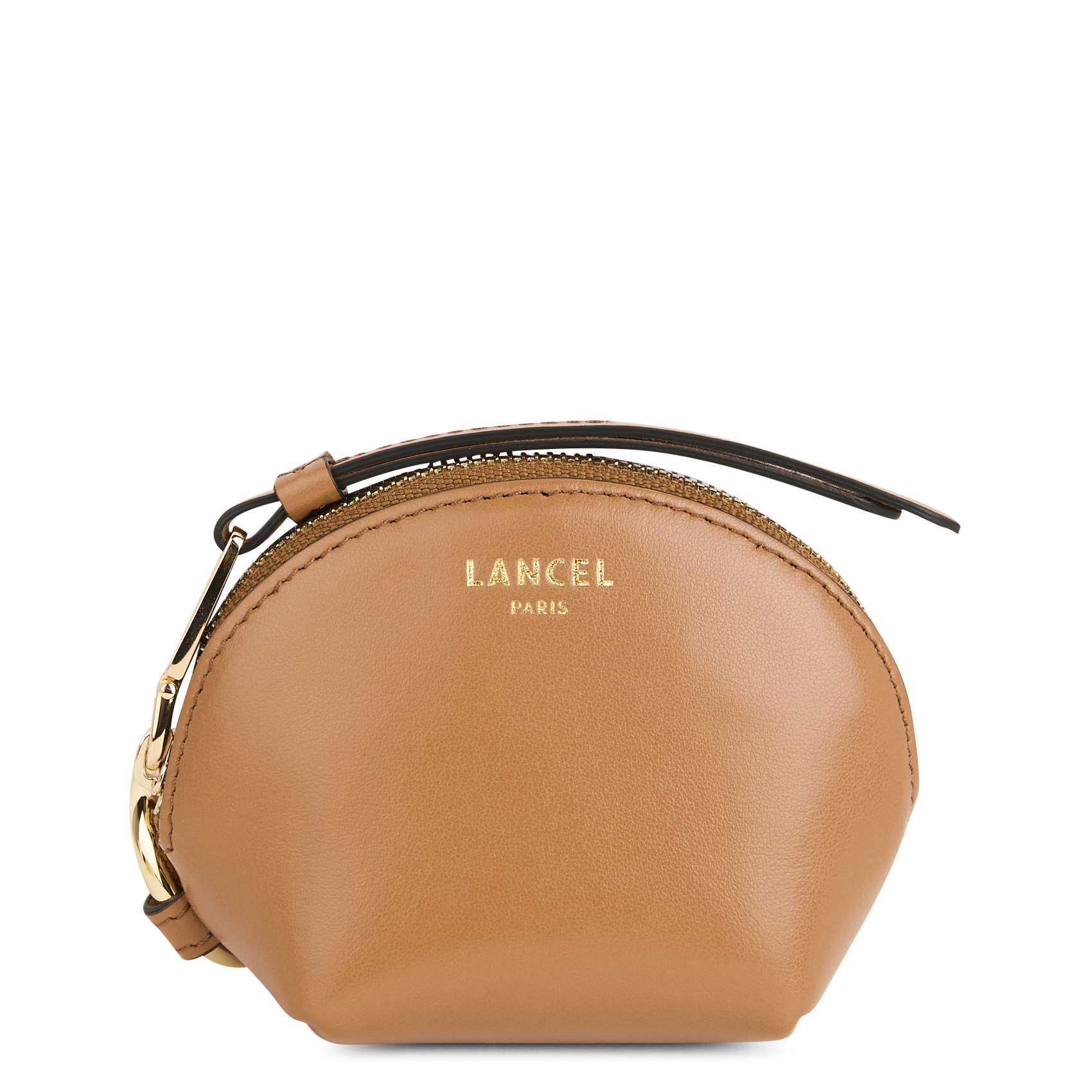 Porte-monnaie zippé en cuir lisse LANCEL Beige