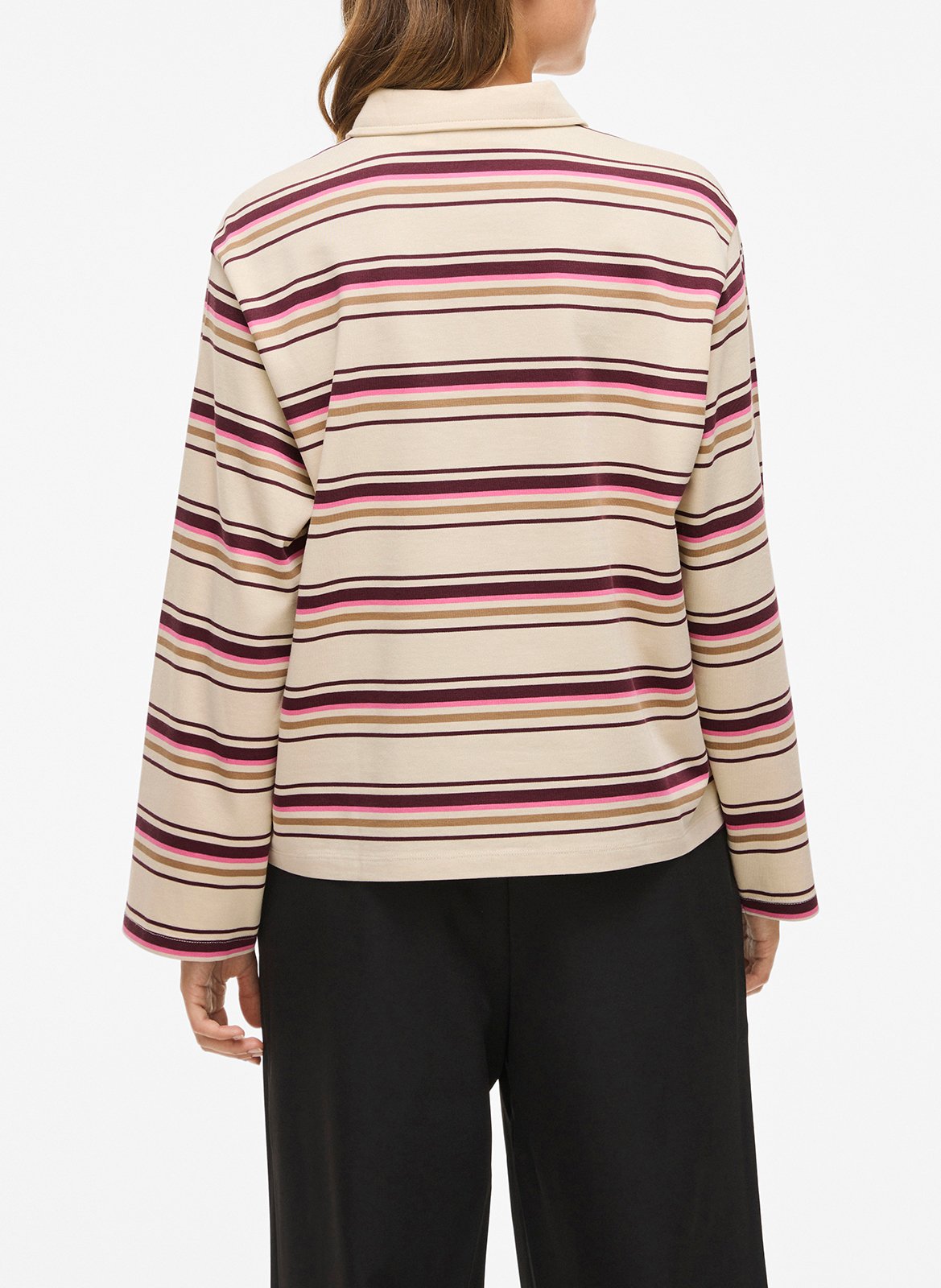 Top col polo en coton bio mélangé VILA Beige