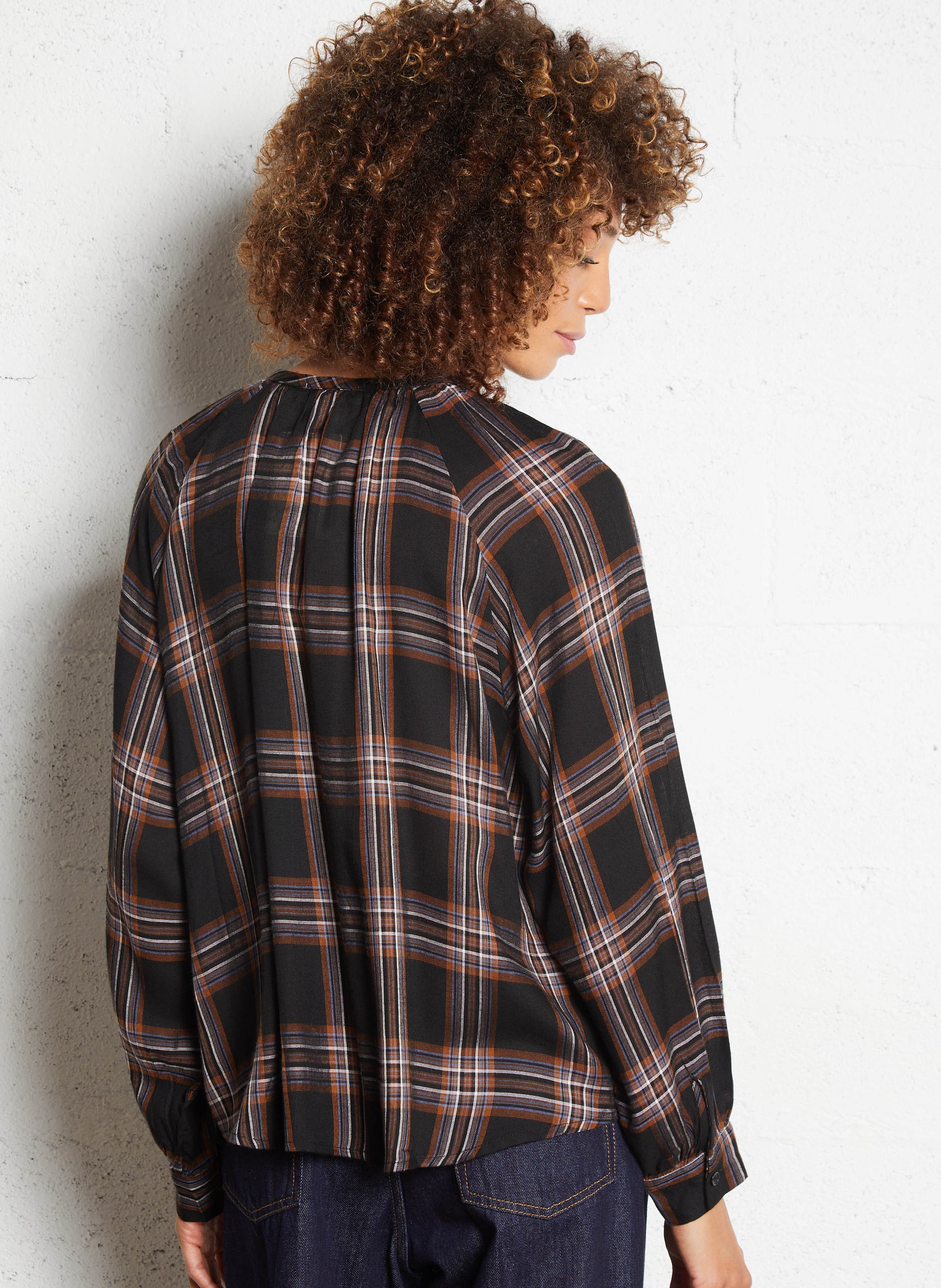 Chemise col rond fluide à motifs SEE U SOON Noir