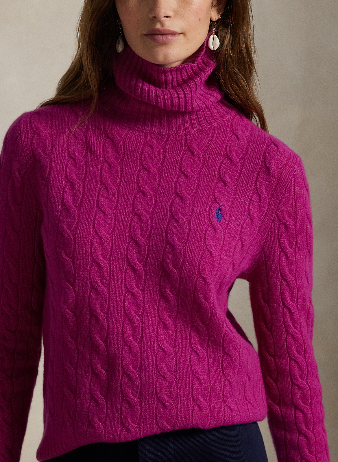 Pull col roulé en laine et cachemire POLO RALPH LAUREN Rose