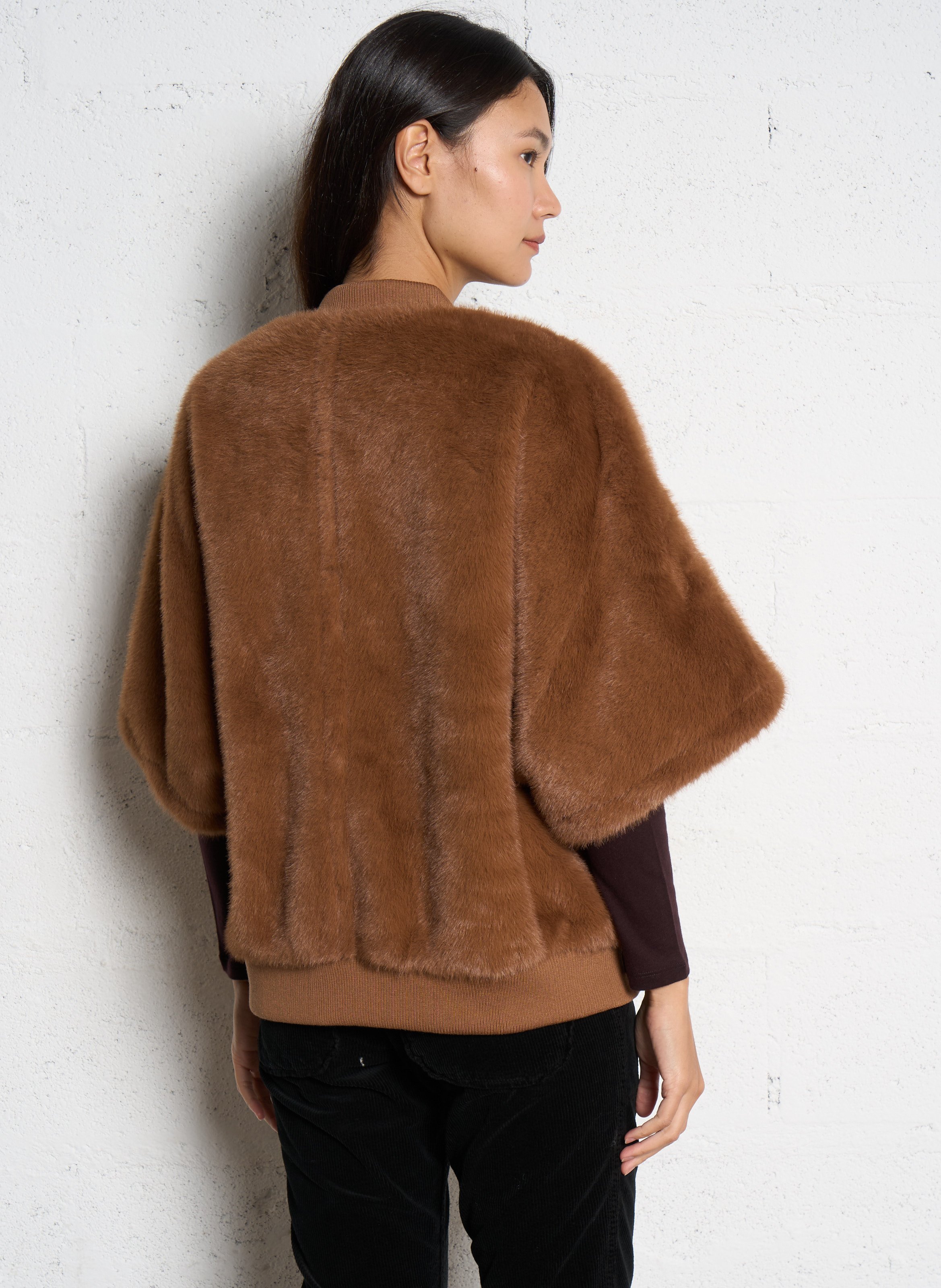 Veste ample col teddy  BOMBERS ORIGINAL Marron