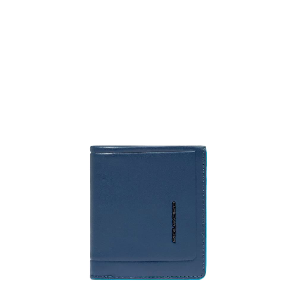 Men's vertical wallet with coin pocket, credit card slots, and RFID protection PIQUADRO Blue