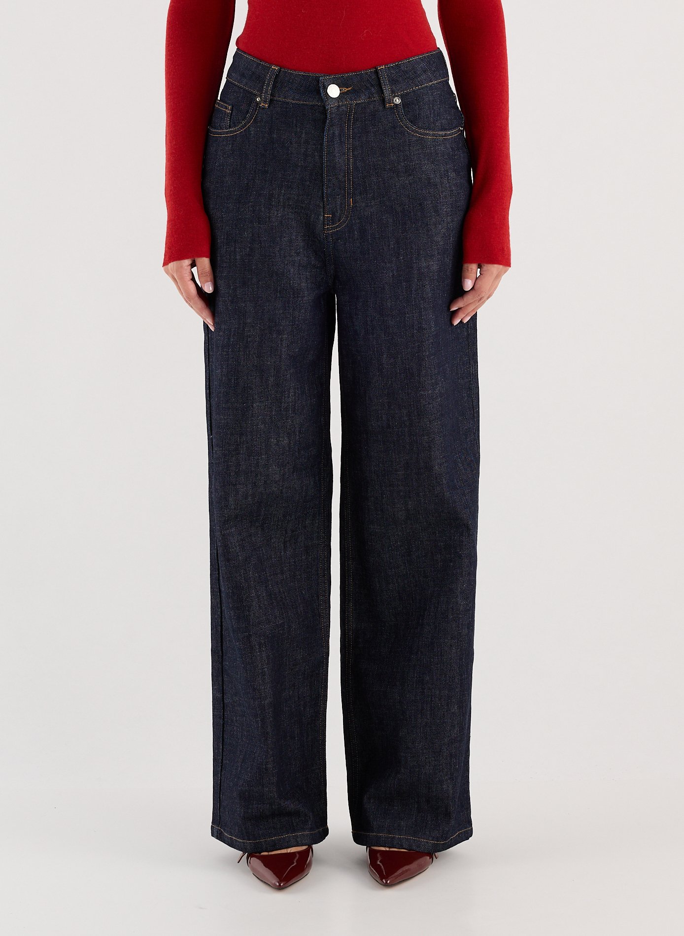 Jean large taille haute en denim brut SAISON 1865 Bleu