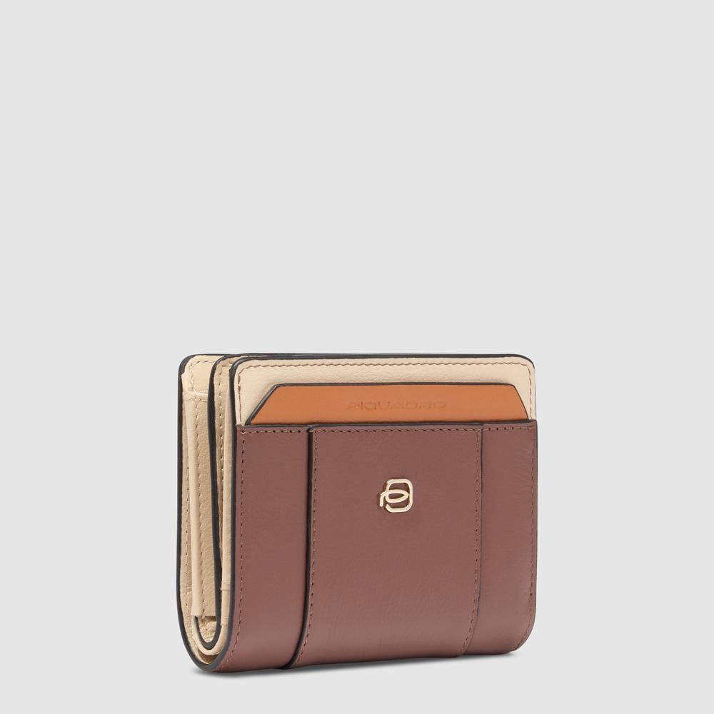 Petite taille, portefeuille pour femmes à deux volets PIQUADRO Brown