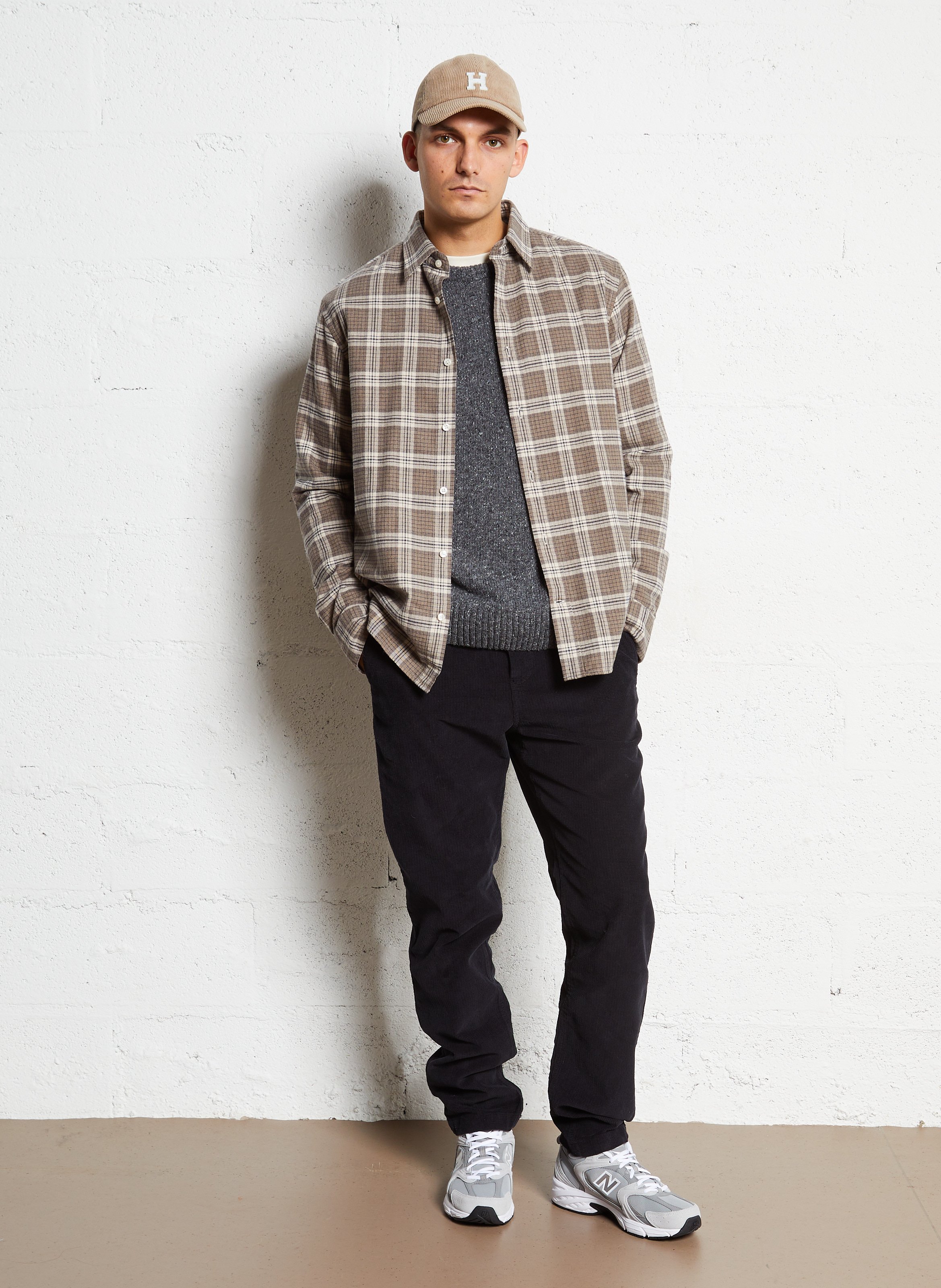 Chemise droite col classique à carreaux en coton GANT Kaki