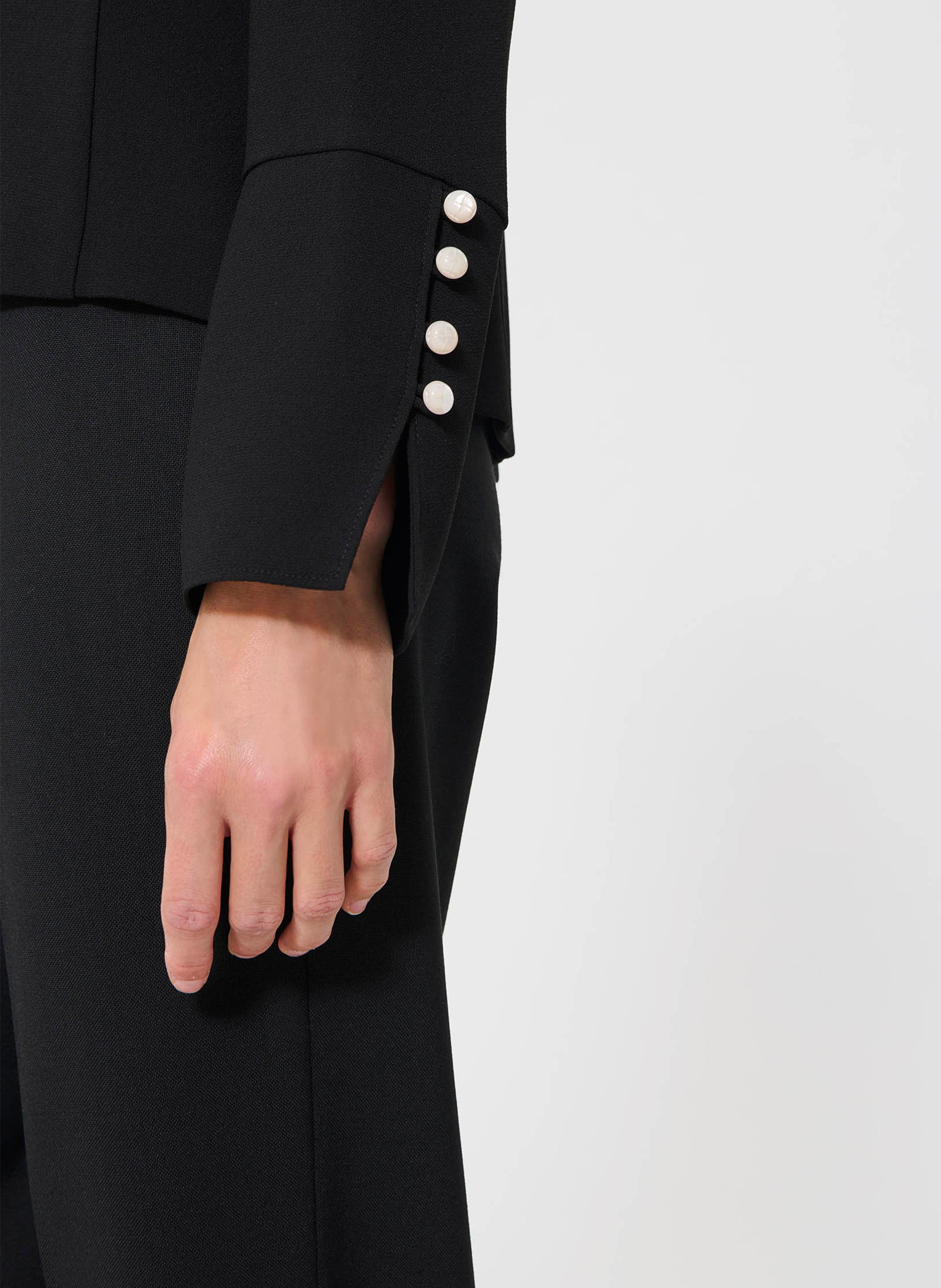 Top a collo polo a maniche lunghe unito TARA JARMON Nero