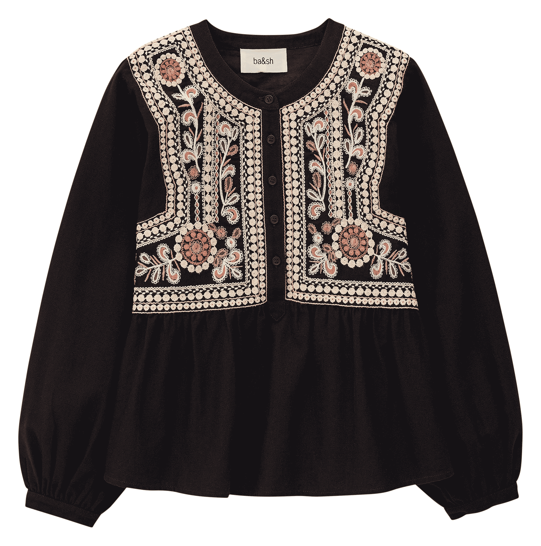 Top droit col rond en coton BA&SH Noir