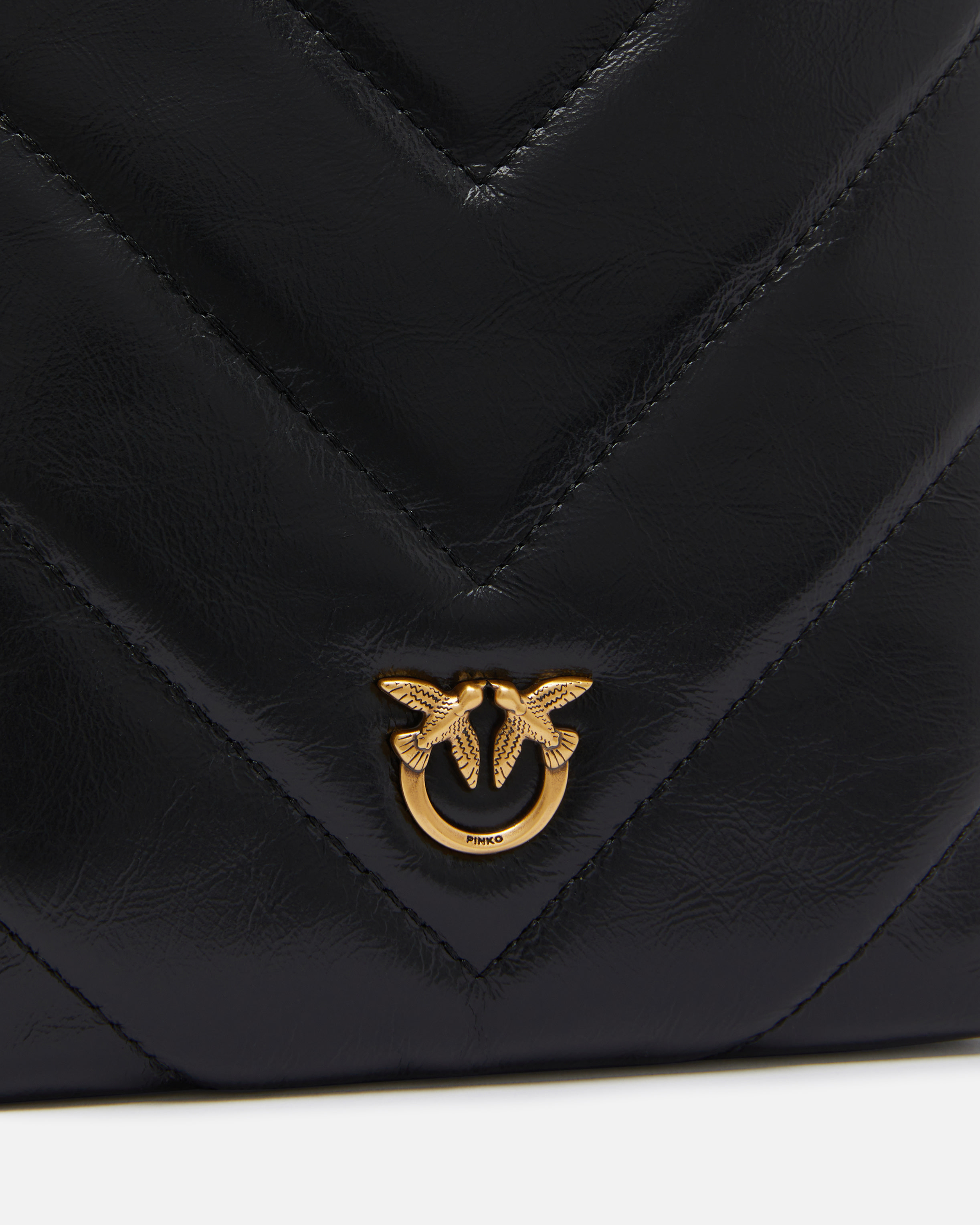 Flat shoulder bag in herringbone leather PINKO Black