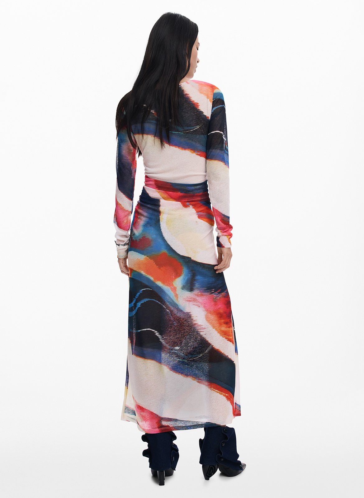 Robe longue col rond imprimé DESIGUAL Rouge