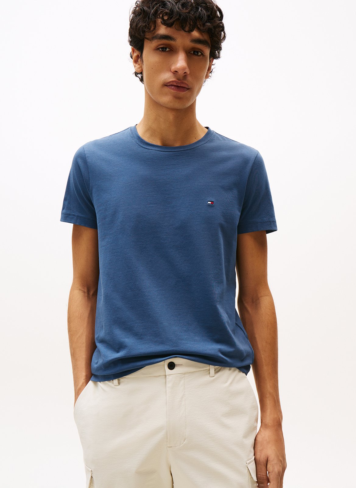 Slim-fit round-neck organic cotton T-shirt TOMMY HILFIGER Blue