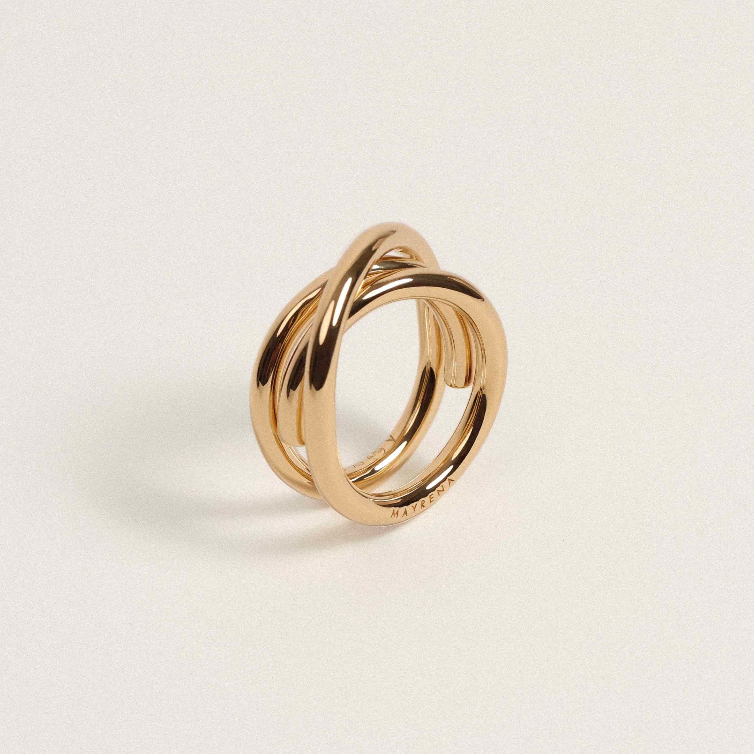 Three-ring gold-plated ring MAYRENA Golden