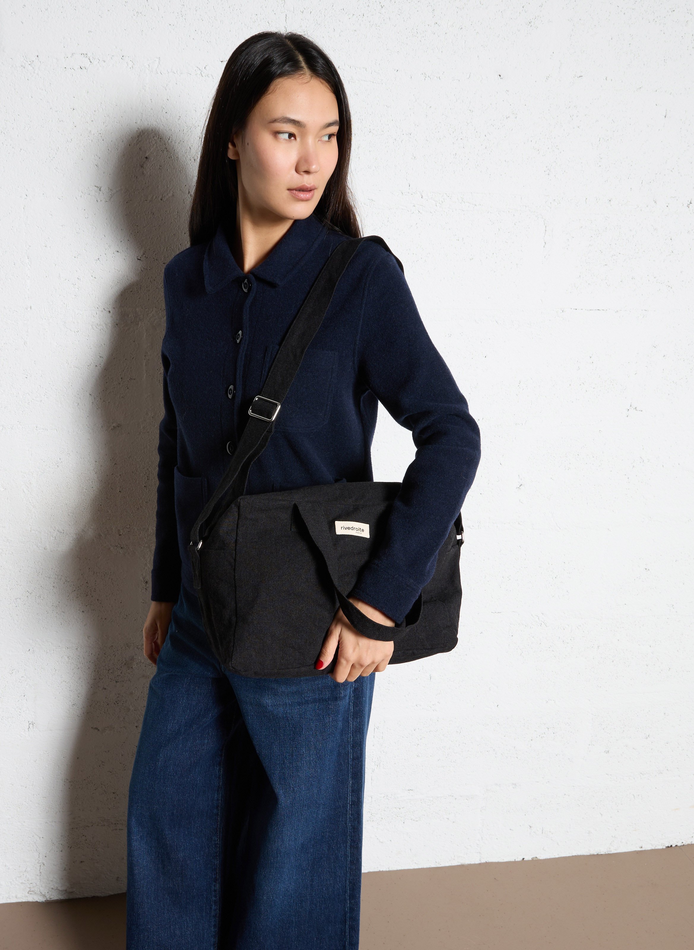 Sac à main en coton mélangé RIVEDROITE PARIS Noir