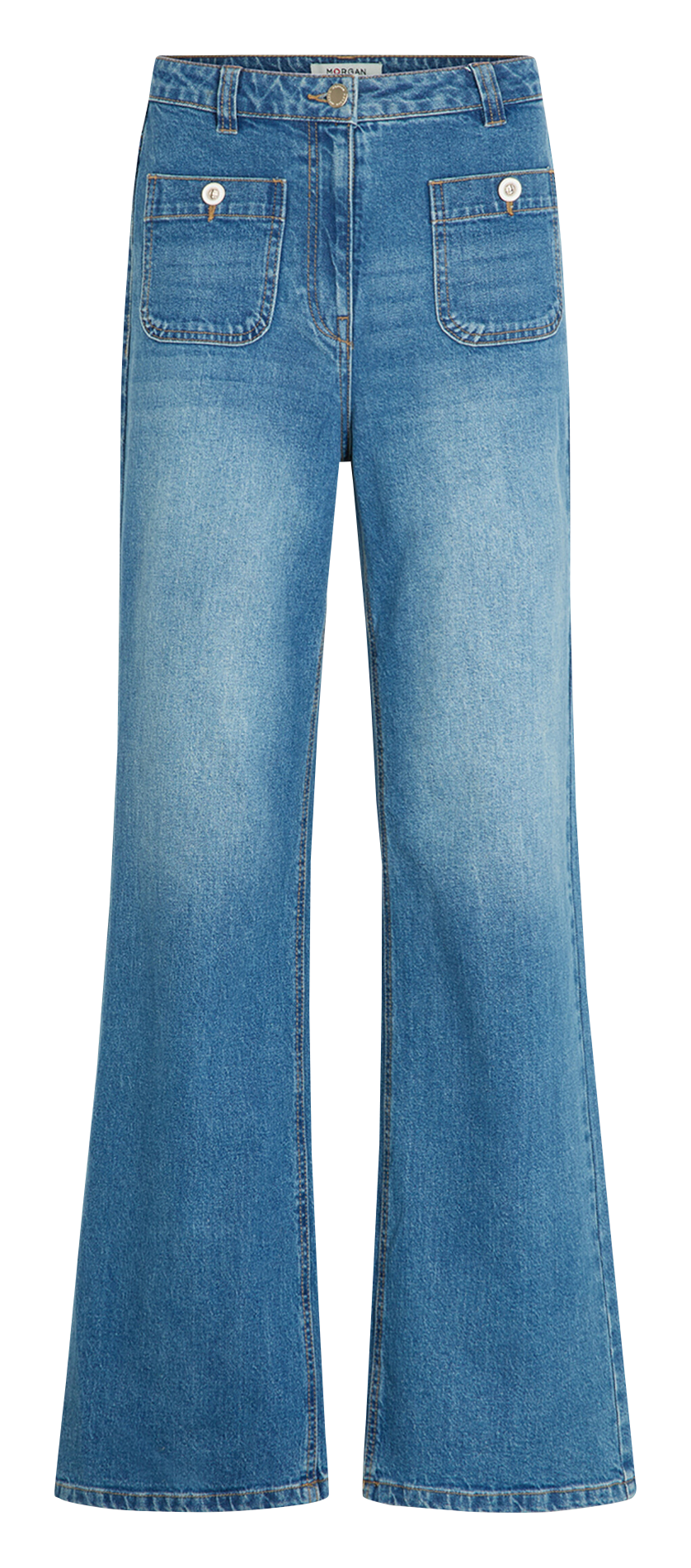 Flared jeans met hoge taille en verwassen effect MORGAN Blauw