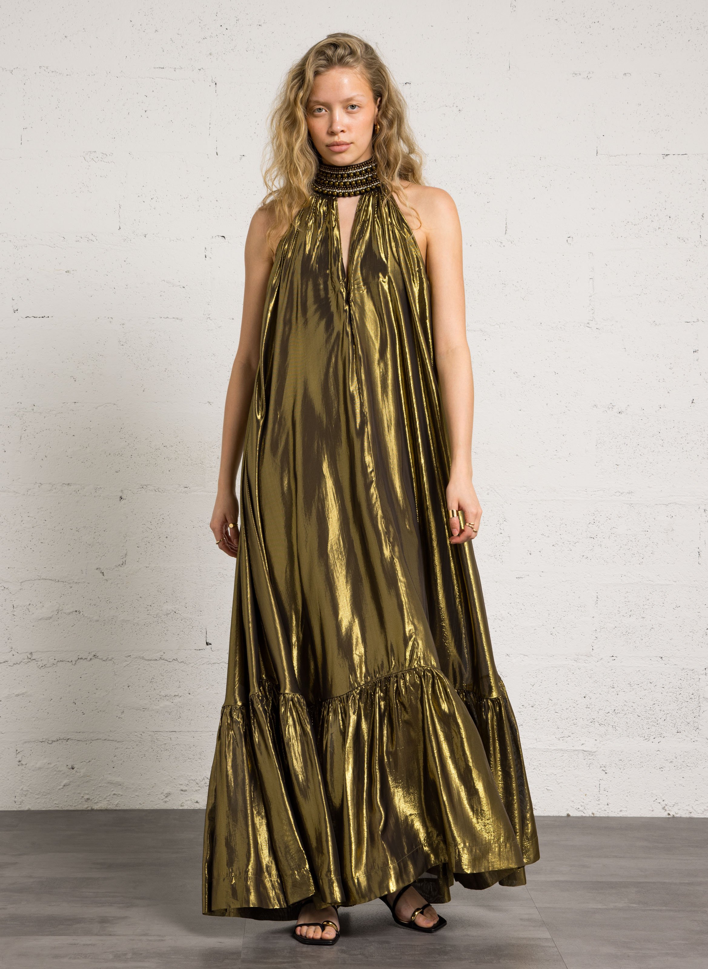 Langes Kleid in Metallic-Optik MES DEMOISELLES Schwarz