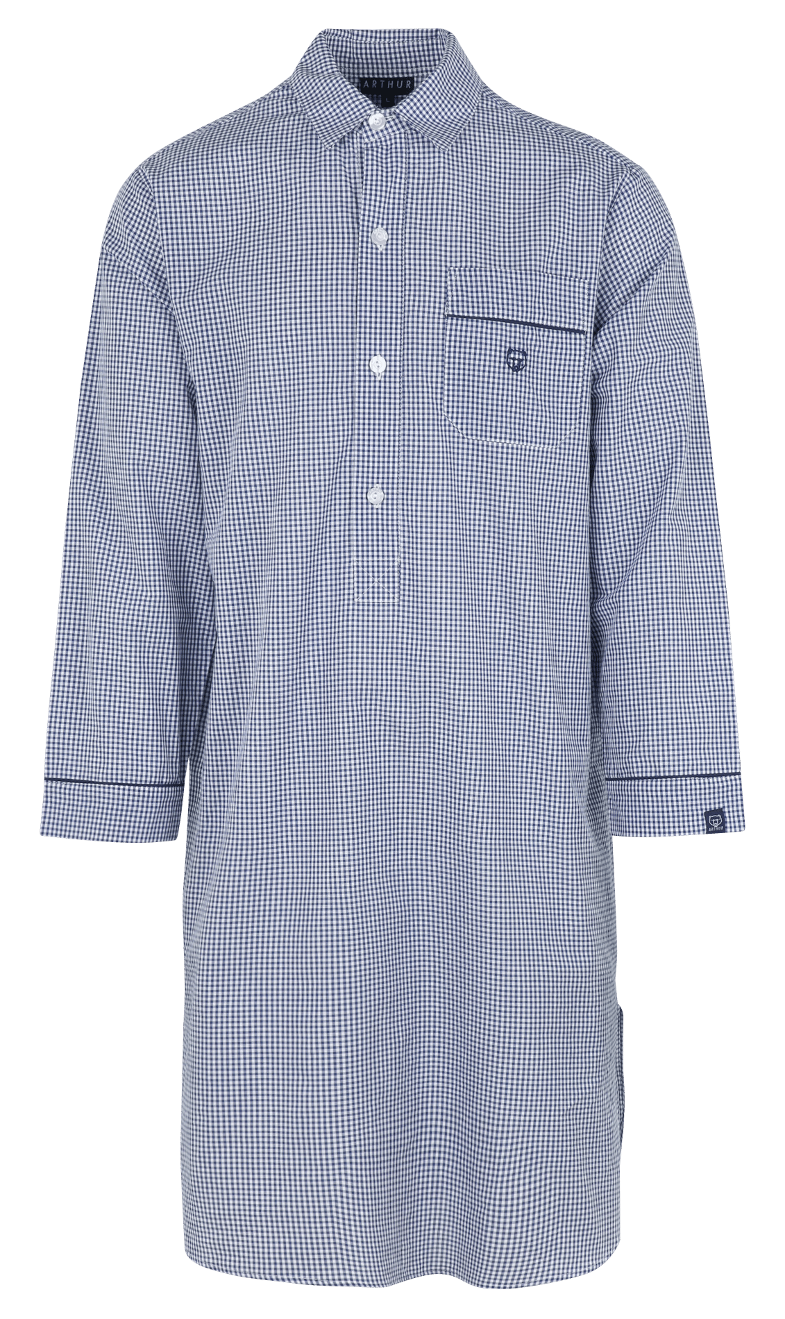 Pyjama oversize col classique en coton imprimé ARTHUR Bleu