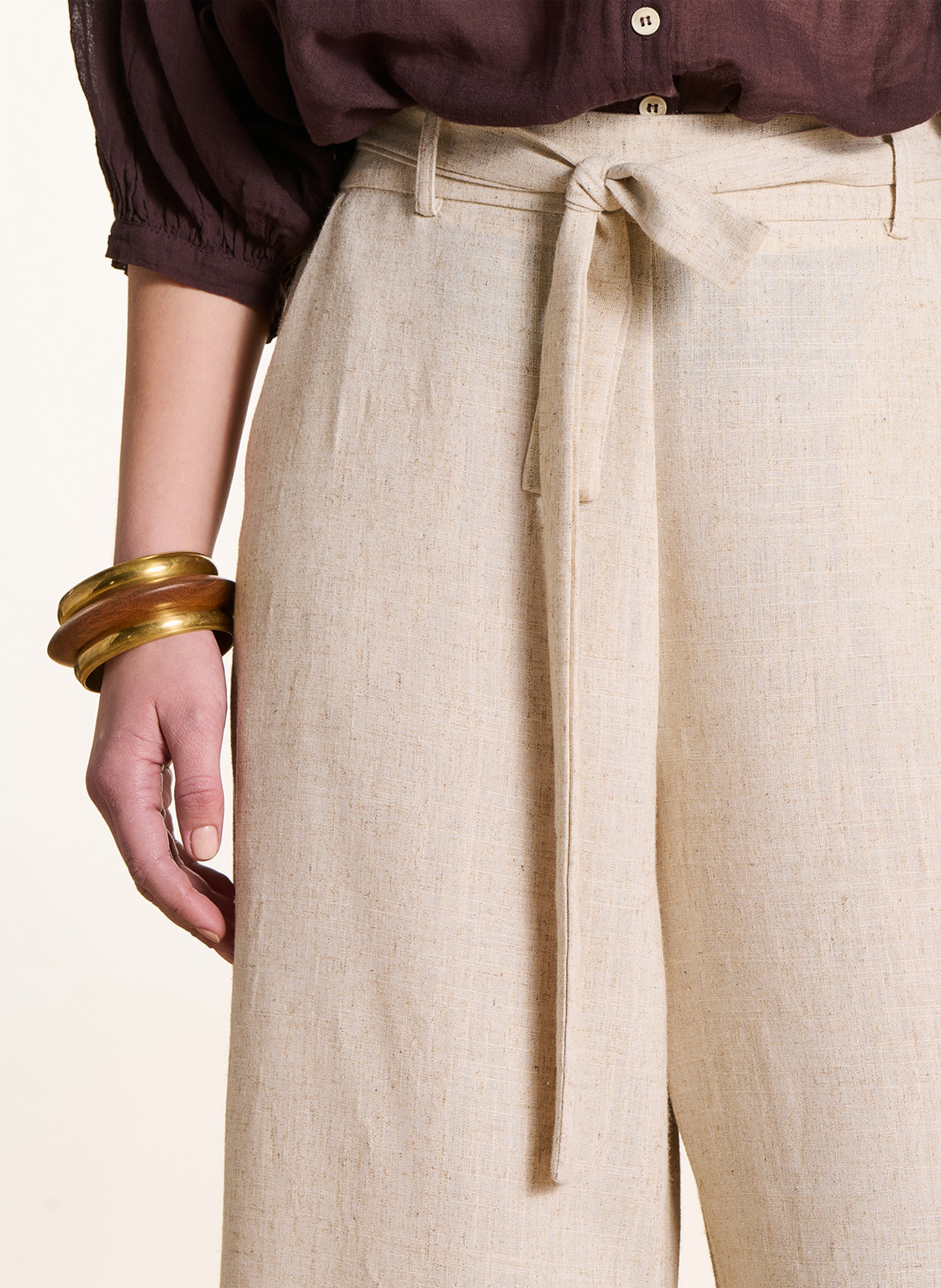 Wide-leg glitter pants Beige