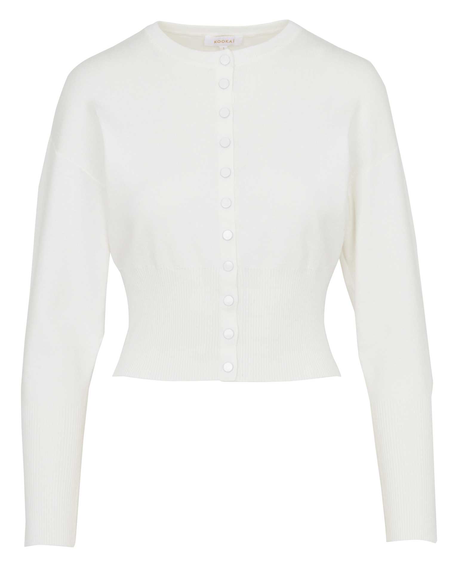 Taillierter einfarbiger Rundhals-Cardigan KOOKAI