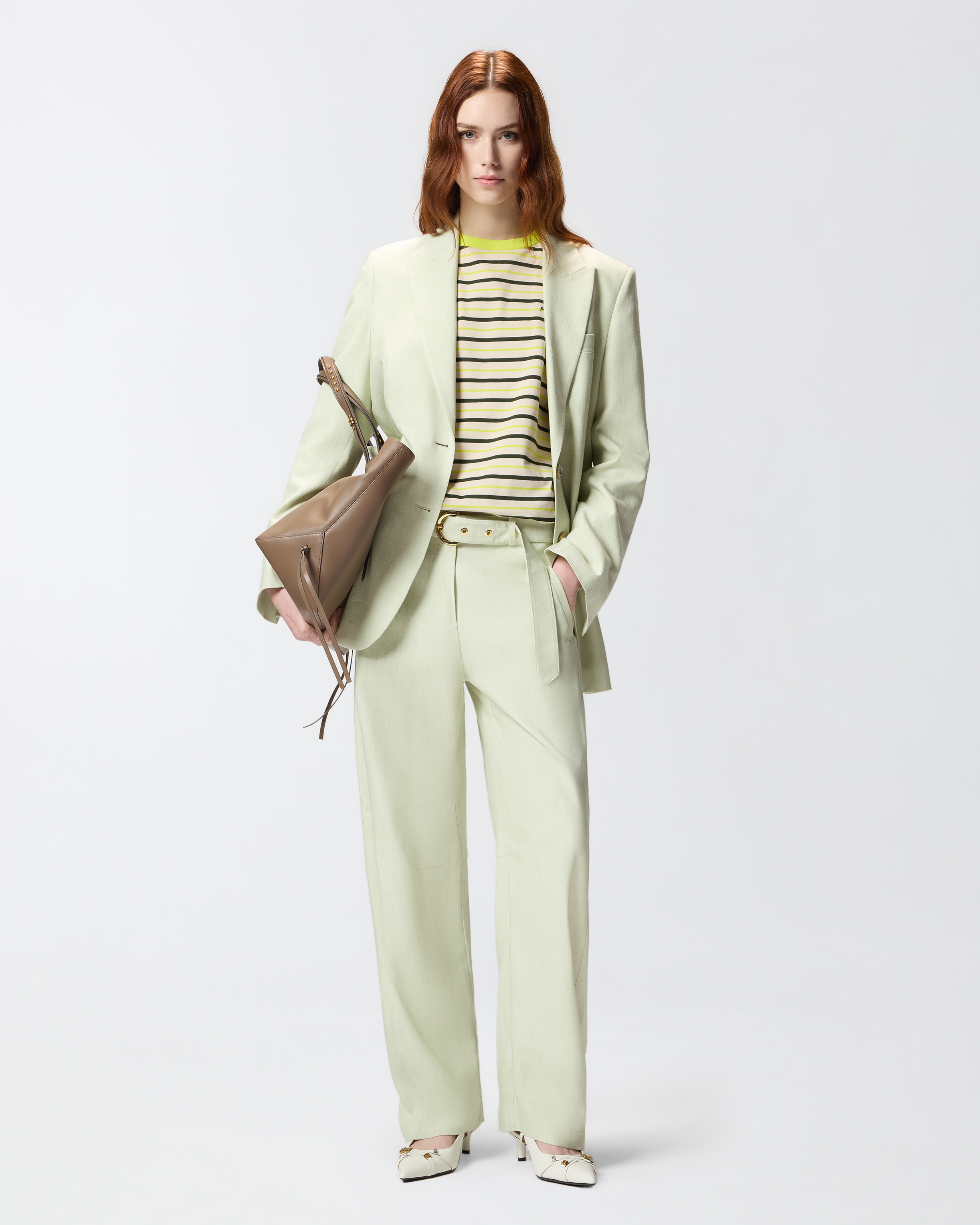 T-shirt à rayures avec broderie pinko PINKO Vert