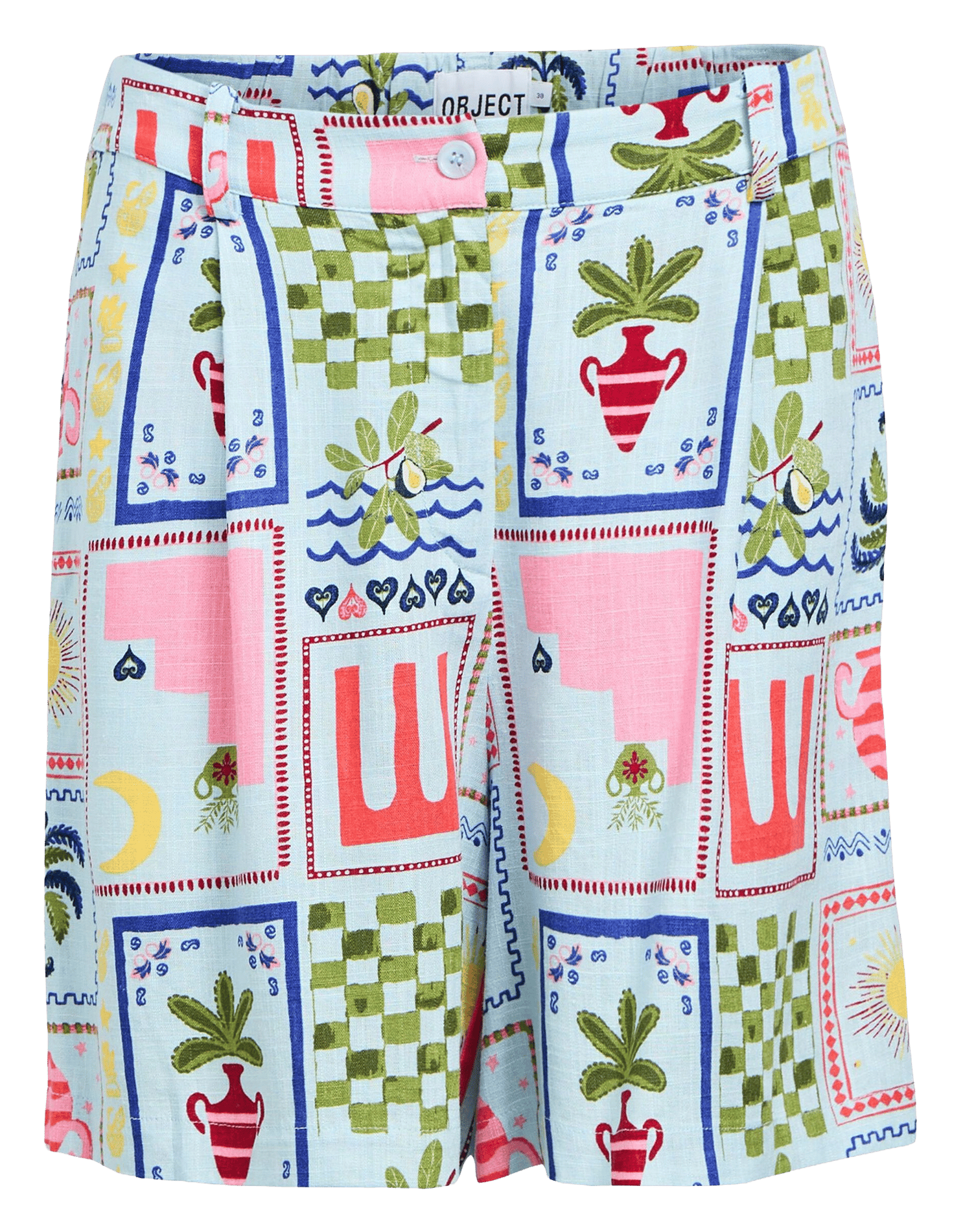 Gerade geschnittene Shorts mit Print OBJECT Blau