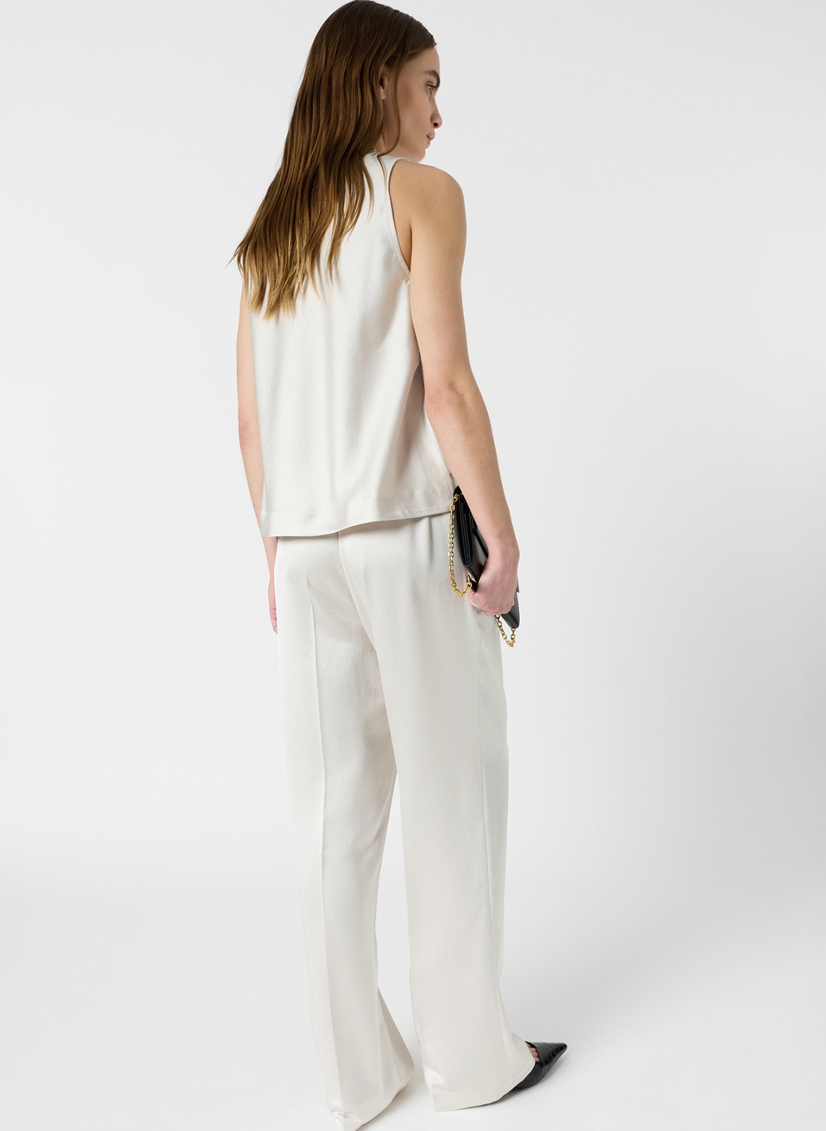 Hoch sitzende gerade Hose aus einfarbigem Satin GERARD DAREL Beige