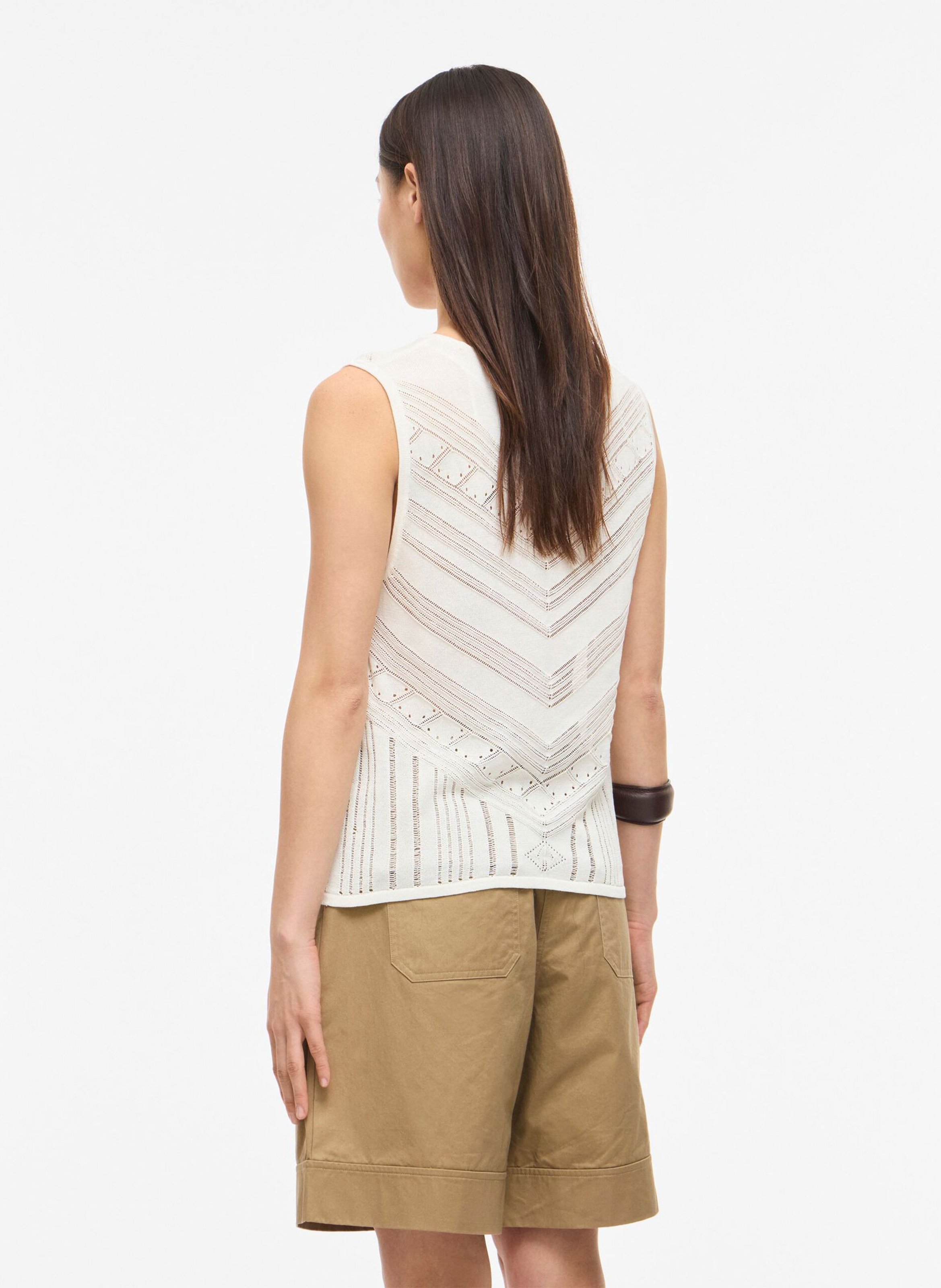 Ärmelloses Top mit Fantasiedetails ROUGE EDIT Beige
