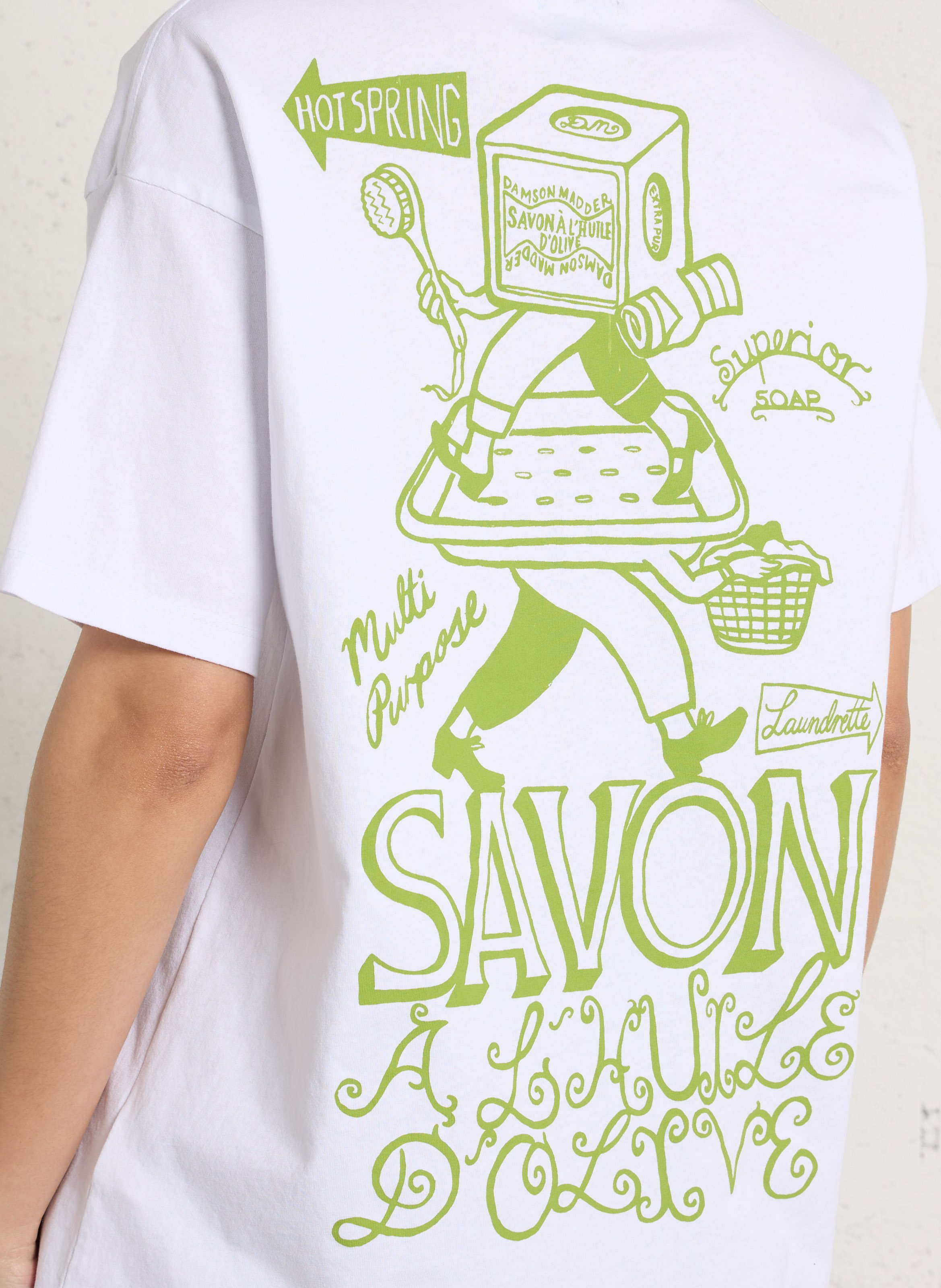 Recht T-shirt met ronde hals en print Wit