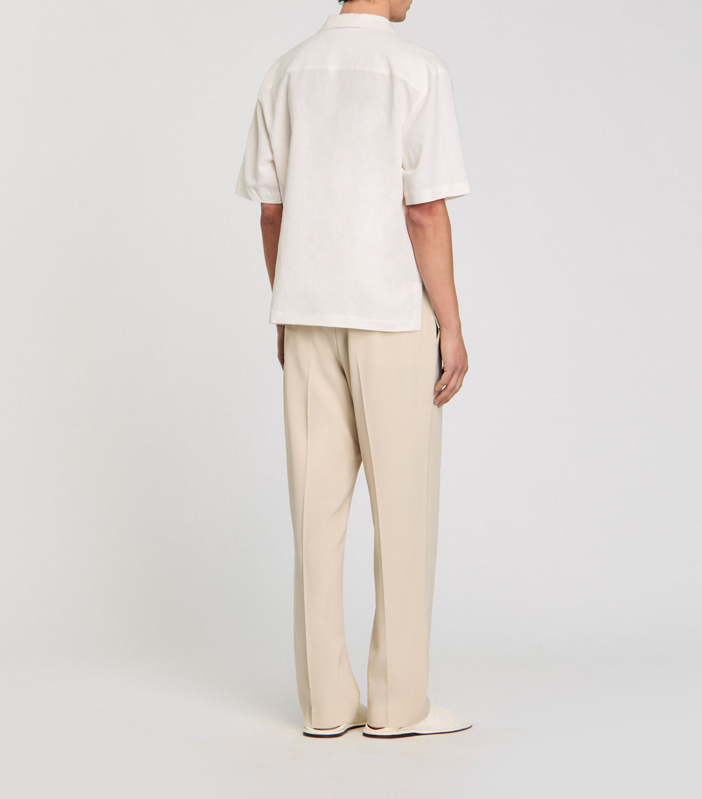 Chemise col classique en coton mélangé SANDRO Beige