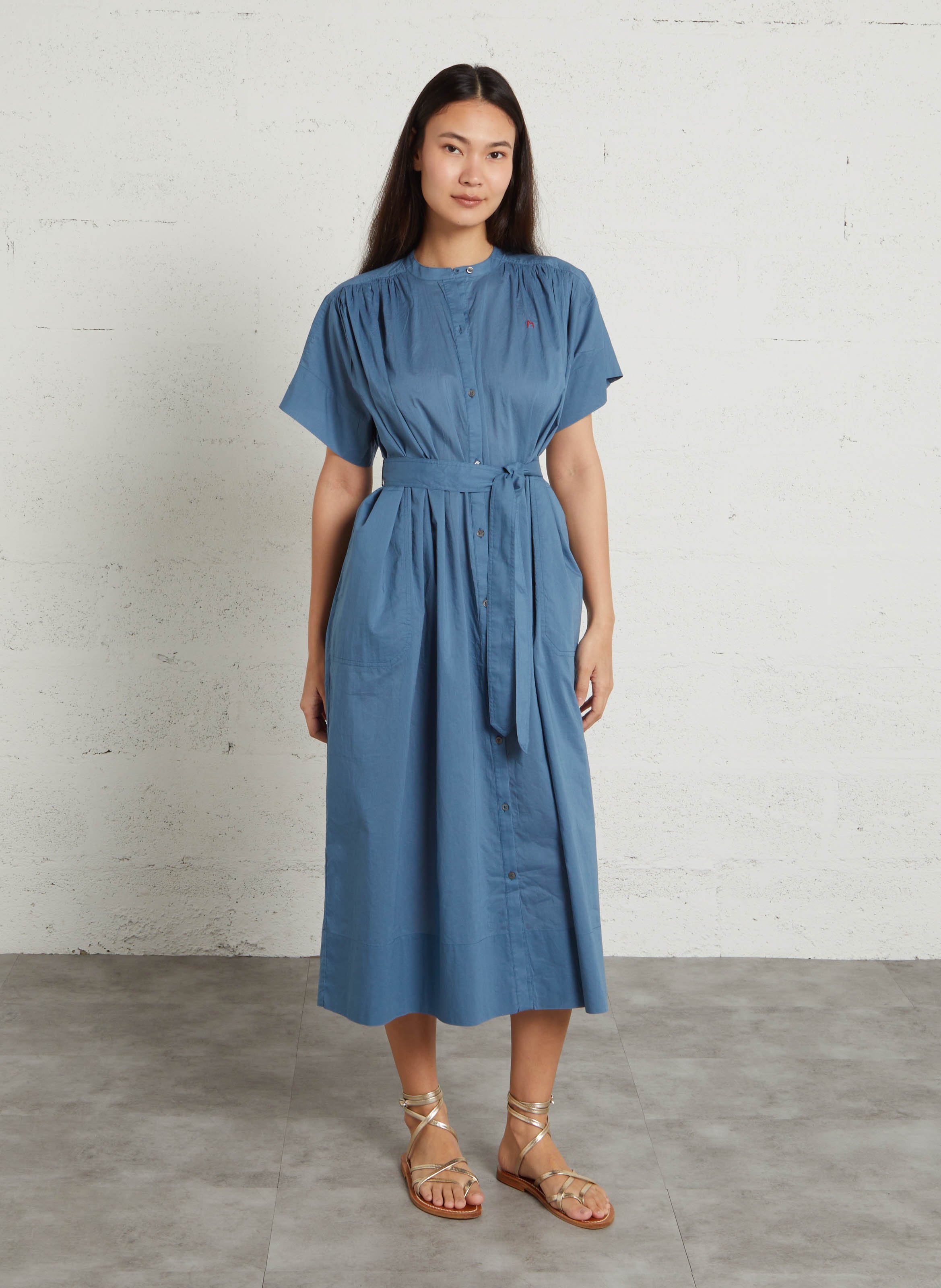 Round-neck cotton midi dress MOISMONT Blue
