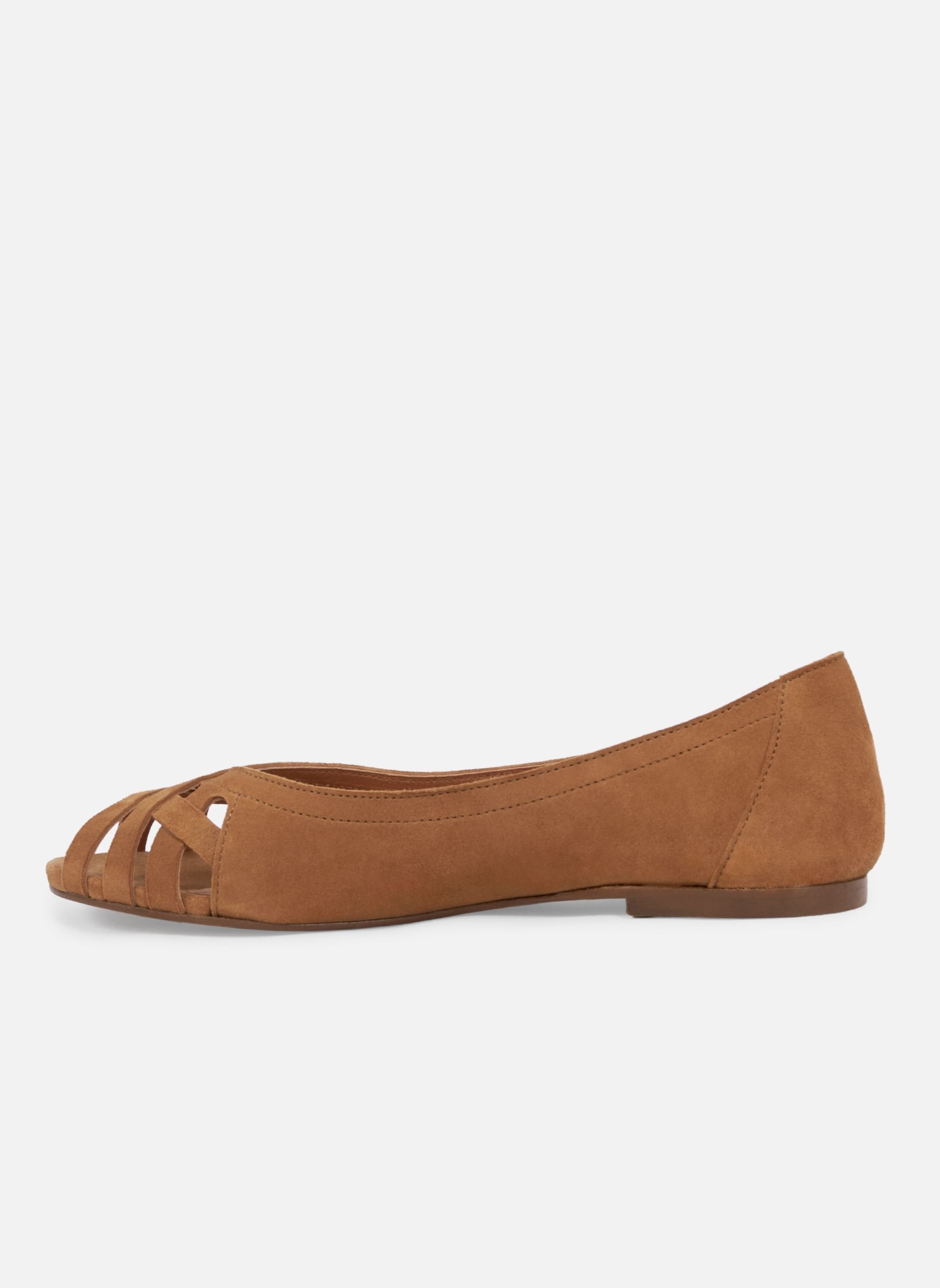 Ballerines brides manon cuir daim JULES & JENN Marron