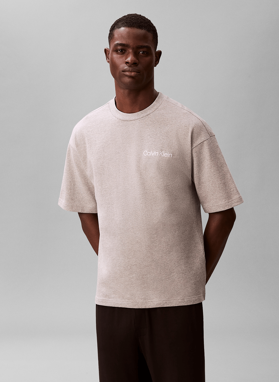 Tee-shirt oversize col rond en coton CALVIN KLEIN UNDERWEAR Gris