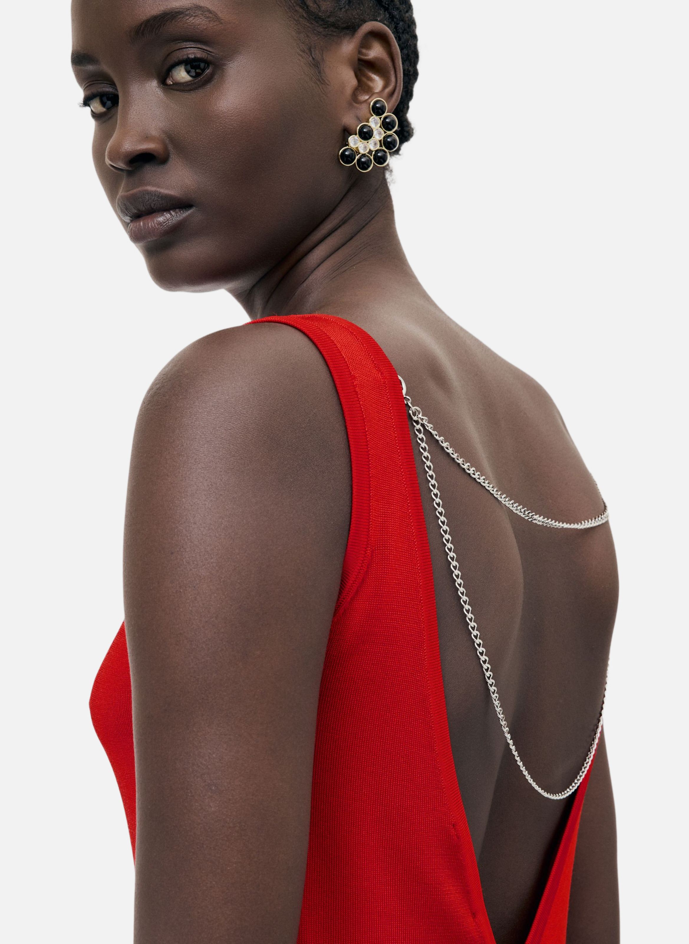 Knit top with chains THE KOOPLES Red