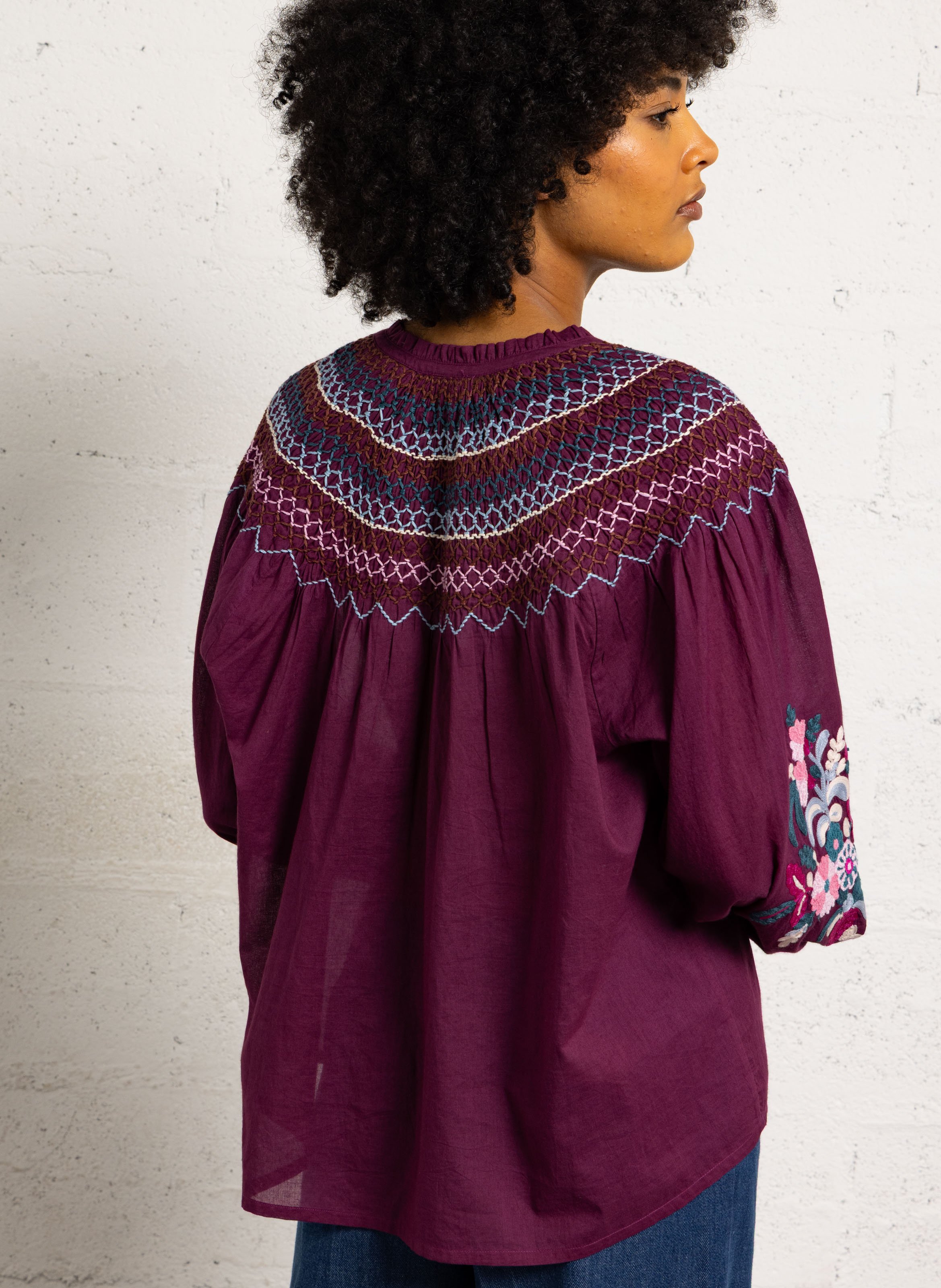 Embroidered organic cotton blouse LOUISE MISHA Red