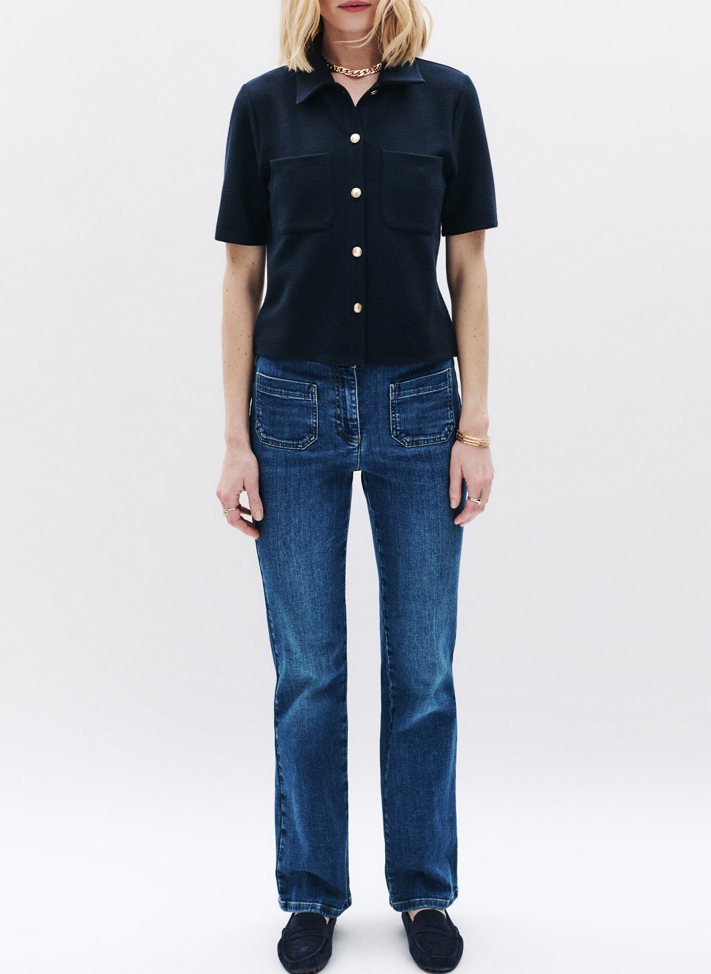 Top met klassieke kraag CAROLL Blauw