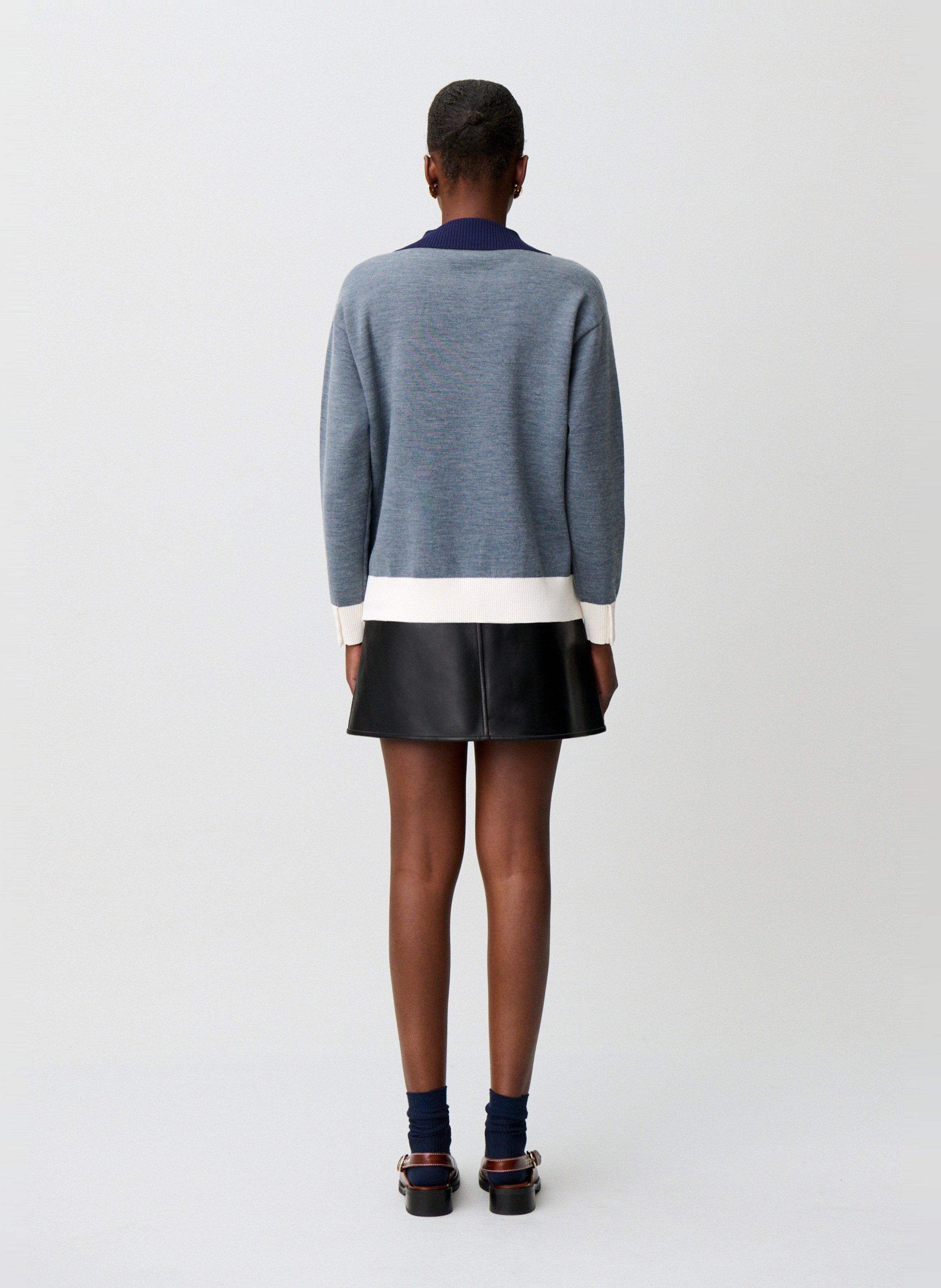 Wool-blend sweater with classic collar CLAUDIE PIERLOT Grey