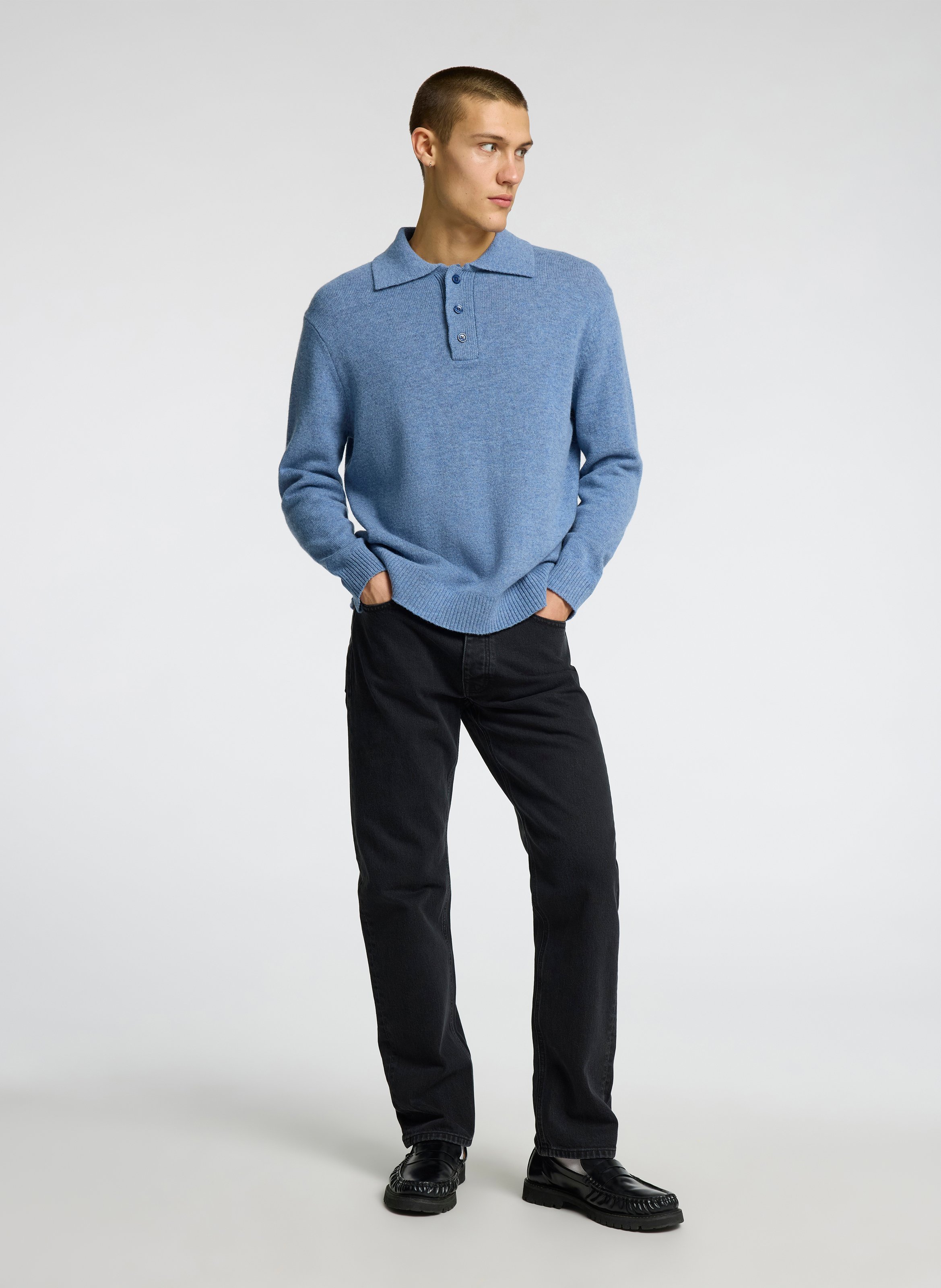 Straight-leg organic cotton-blend jeans SELECTED Black