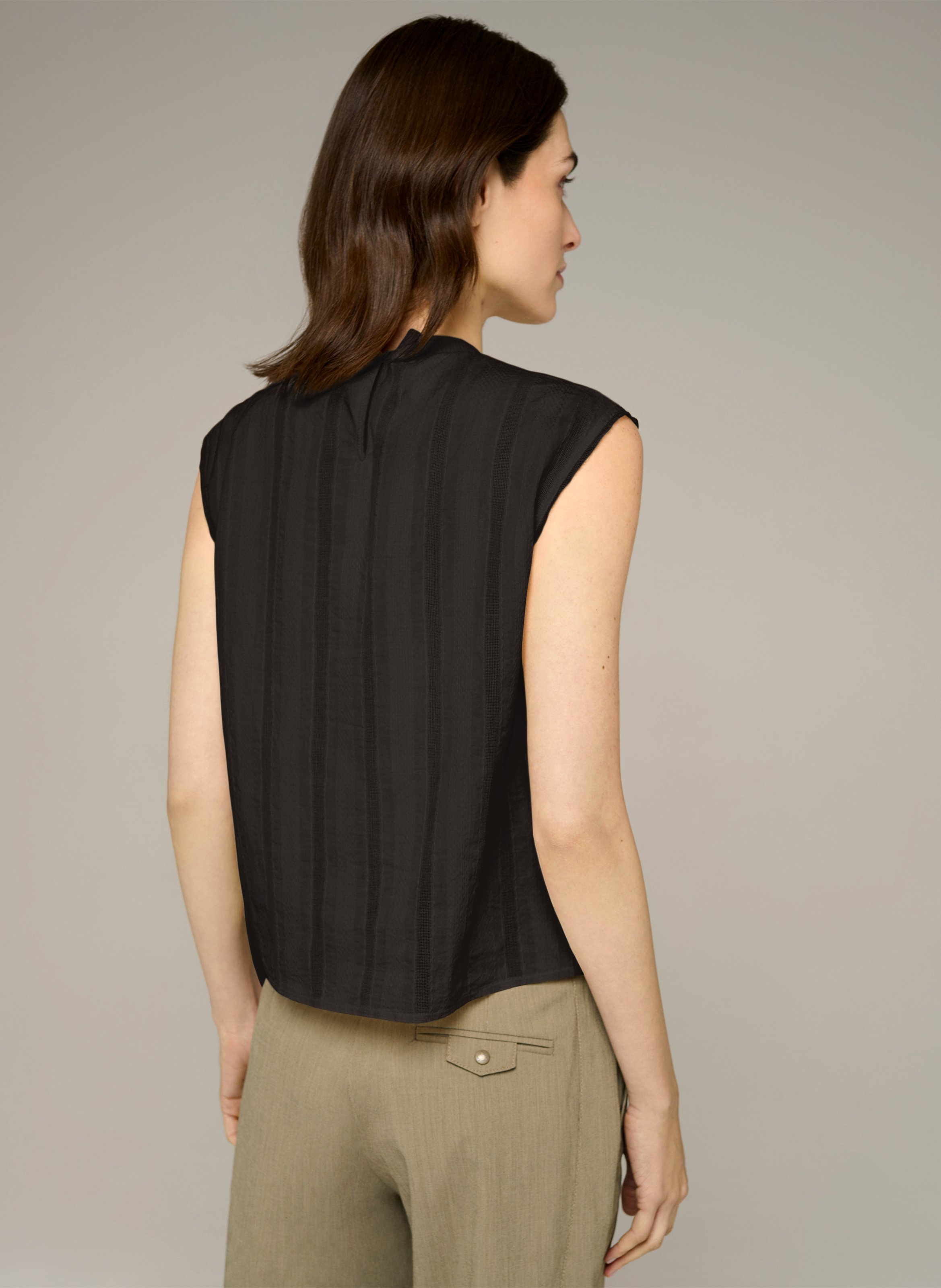 Débardeur uni brodé en coton  COTELAC Noir