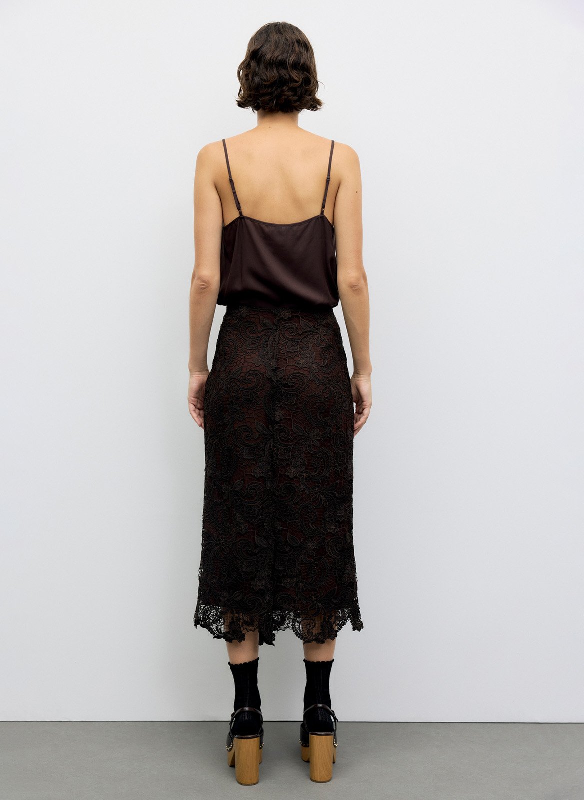 Straight lace midi skirt GERARD DAREL Brown