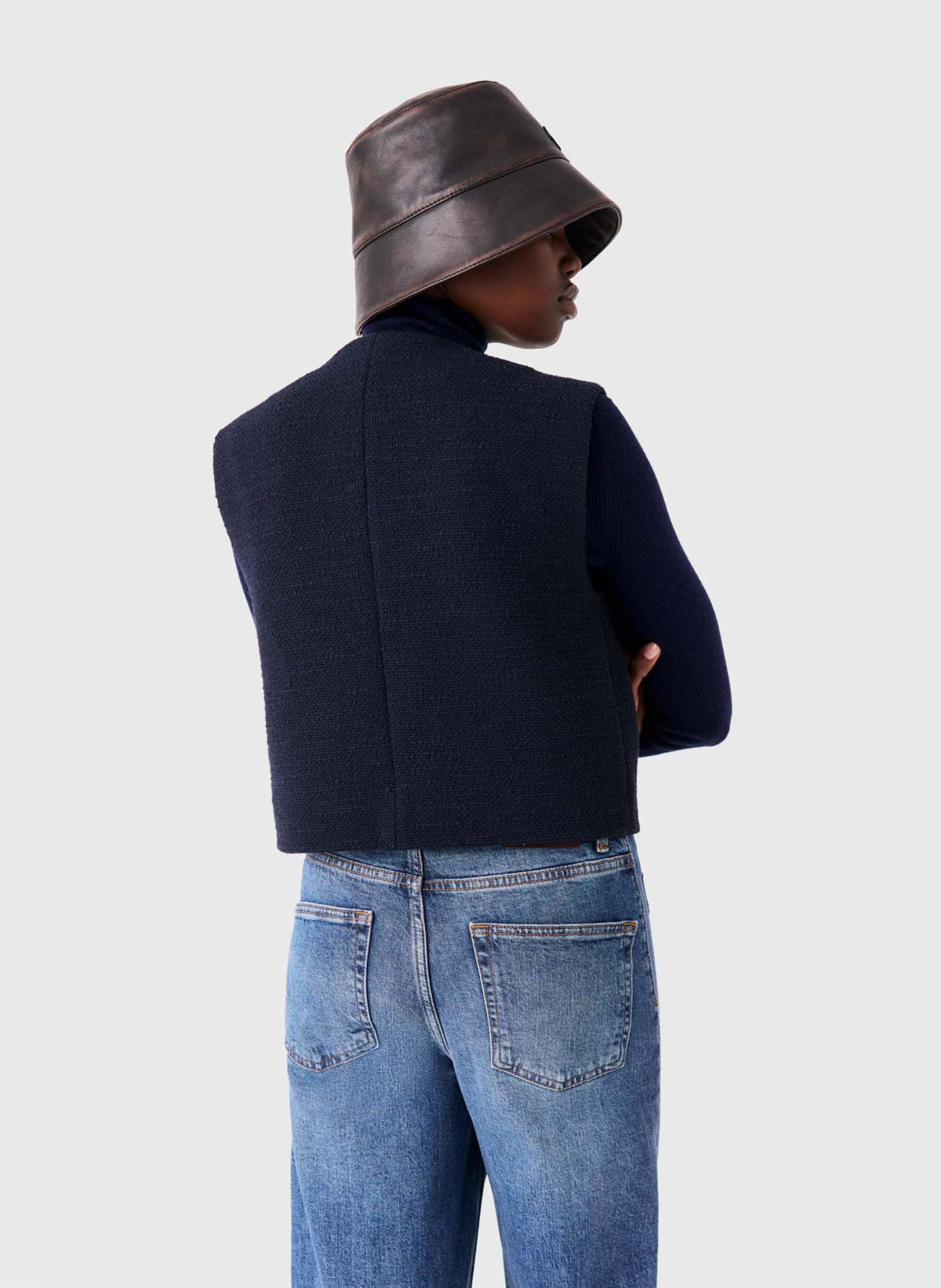Veste droite courte sans manches MAJE Bleu